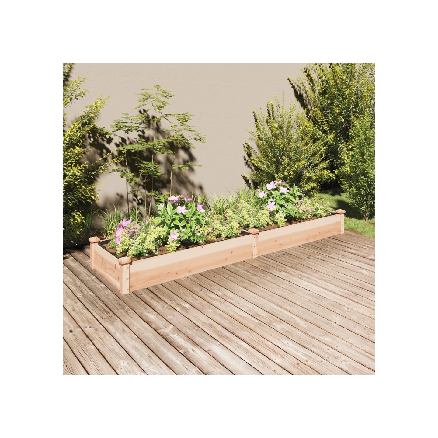 Lit surélevé de jardin doublure 240x60x25 cm bois massif sapin