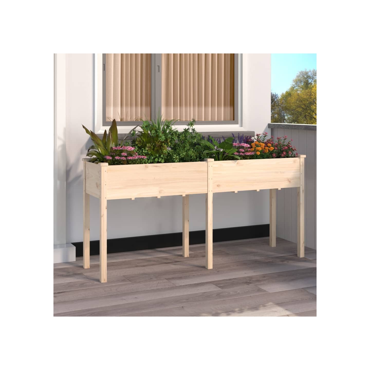 Jardinière avec doublure 161x45x76 cm bois massif de sapin