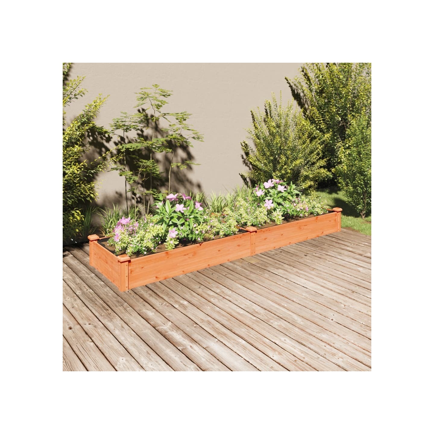Lit surélevé de jardin doublure 240x60x25 cm bois massif sapin