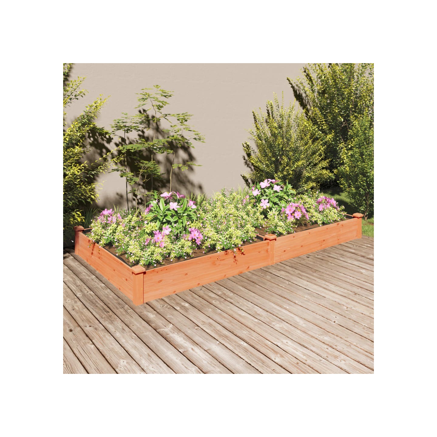 Lit surélevé de jardin doublure 240x120x25 cm bois massif sapin