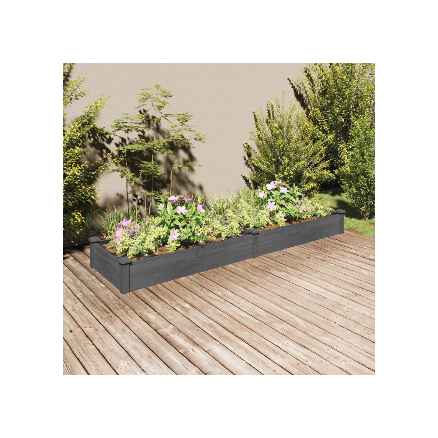 Lit surélevé de jardin doublure 240x60x25 cm bois massif sapin