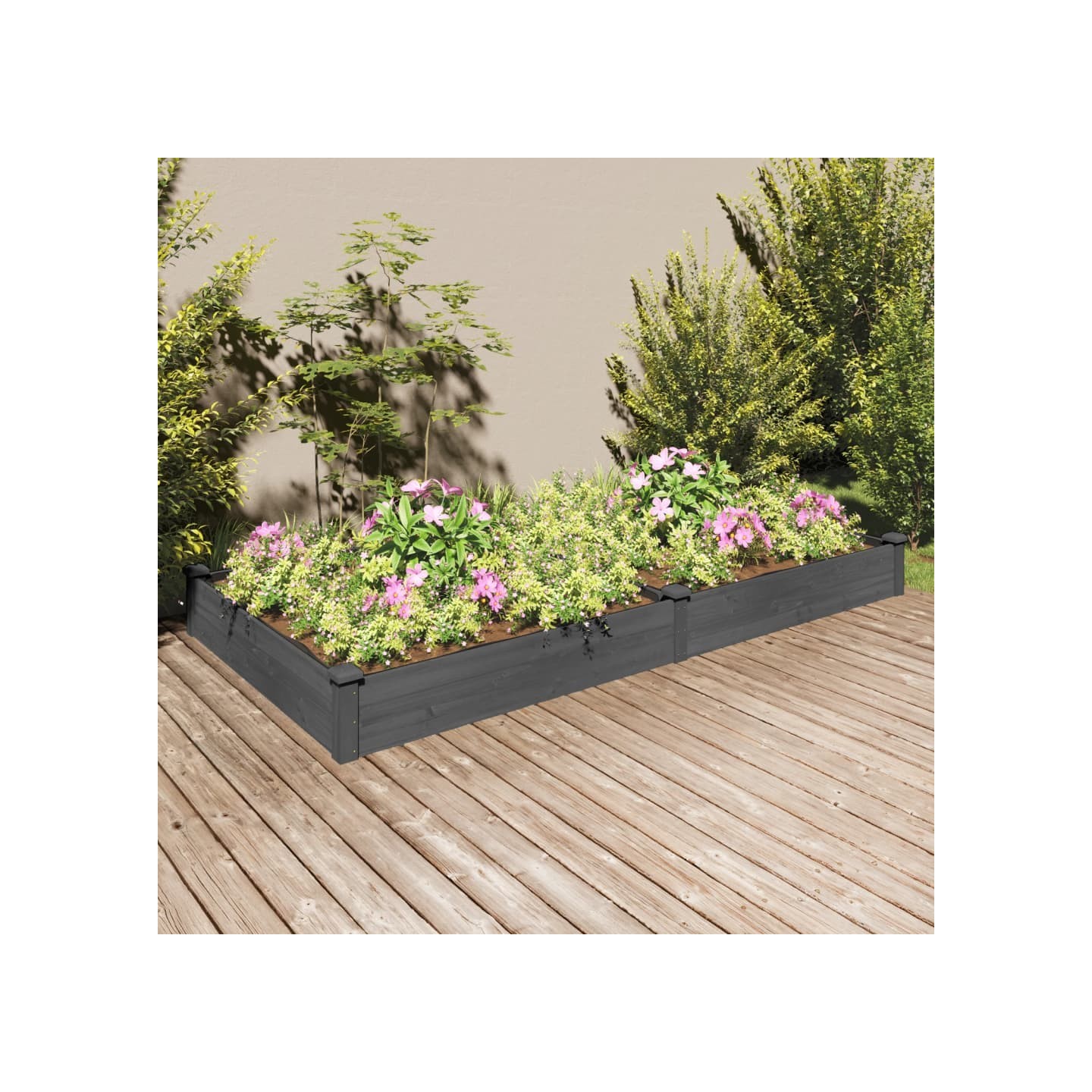 Lit surélevé de jardin doublure 240x120x25 cm bois massif sapin