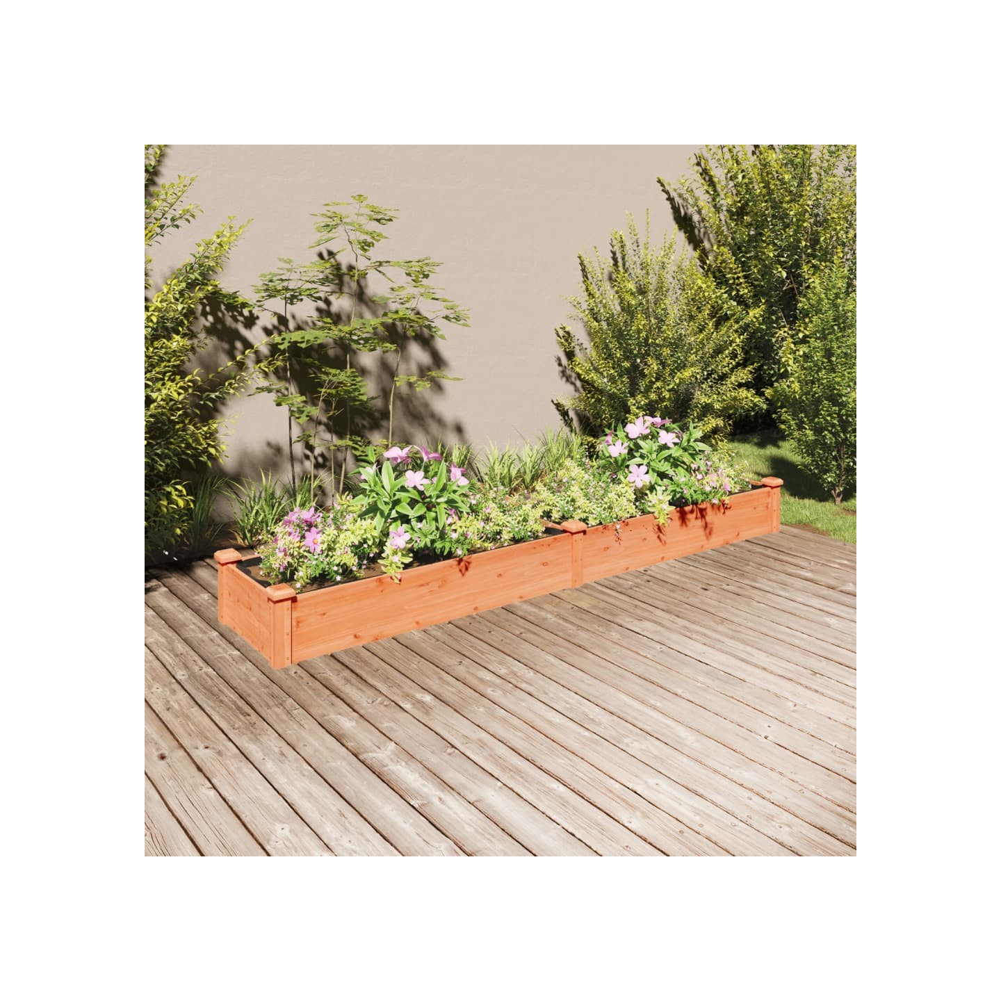 Lit surélevé de jardin doublure 240x45x25 cm bois massif sapin