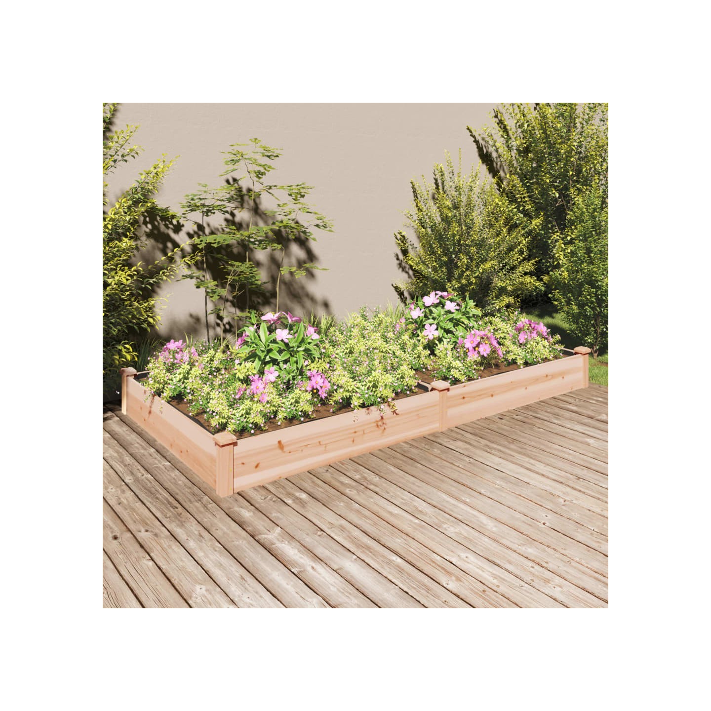 Lit surélevé de jardin doublure 240x120x25 cm bois massif sapin