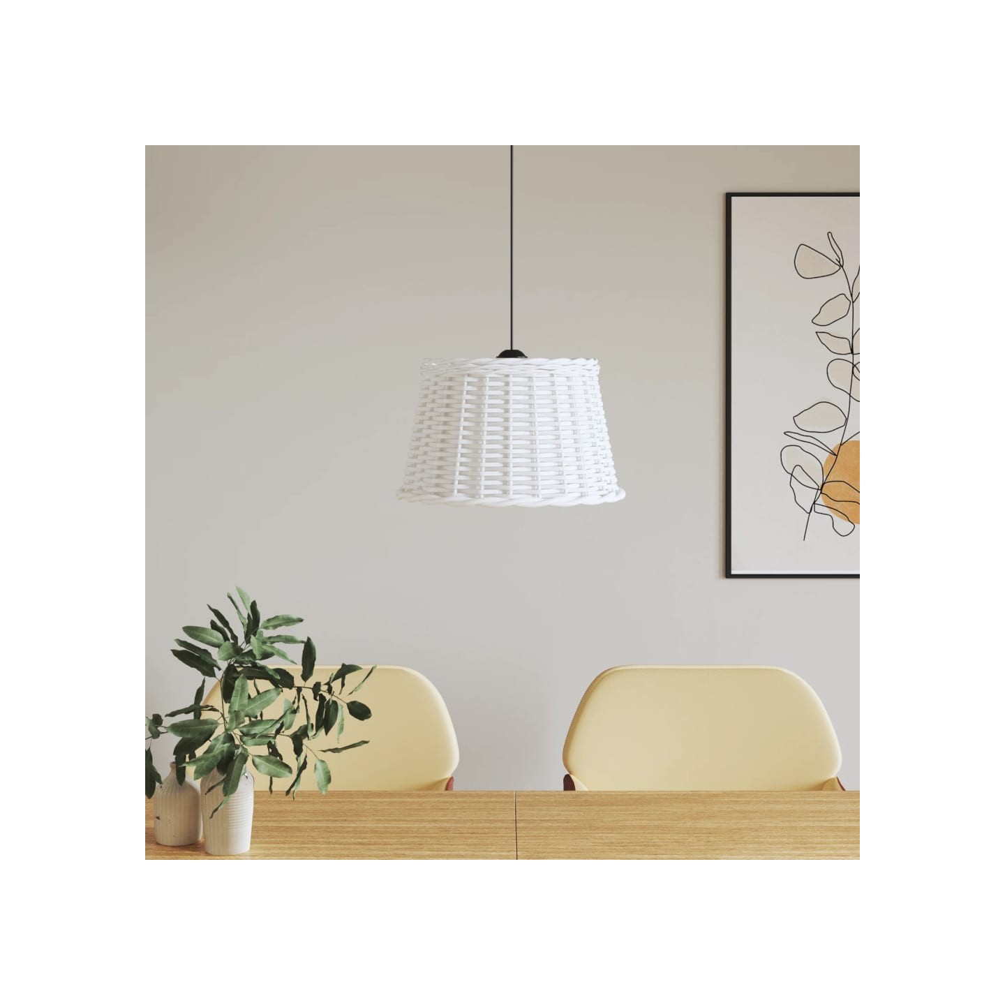 Abat-jour de plafonnier blanc Ø45x28 cm osier