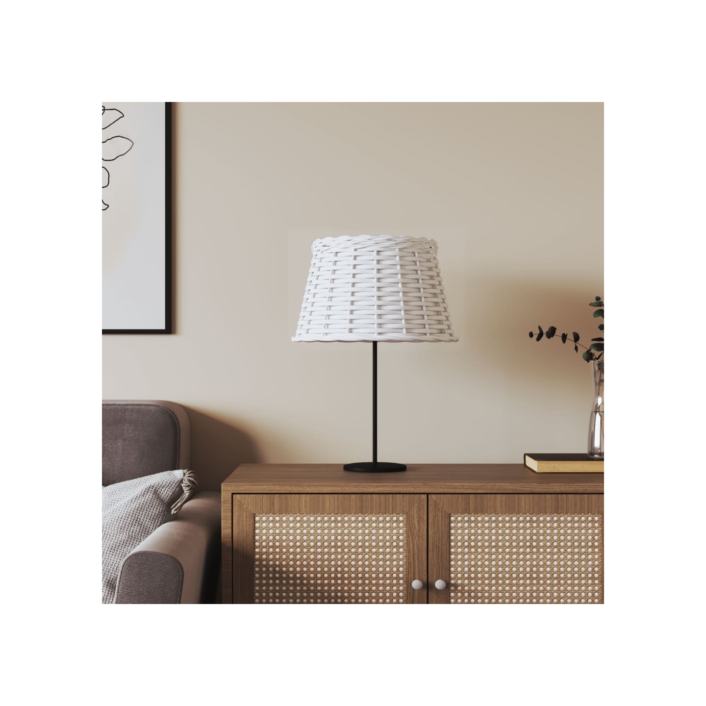 Abat-jour blanc Ø38x23 cm osier