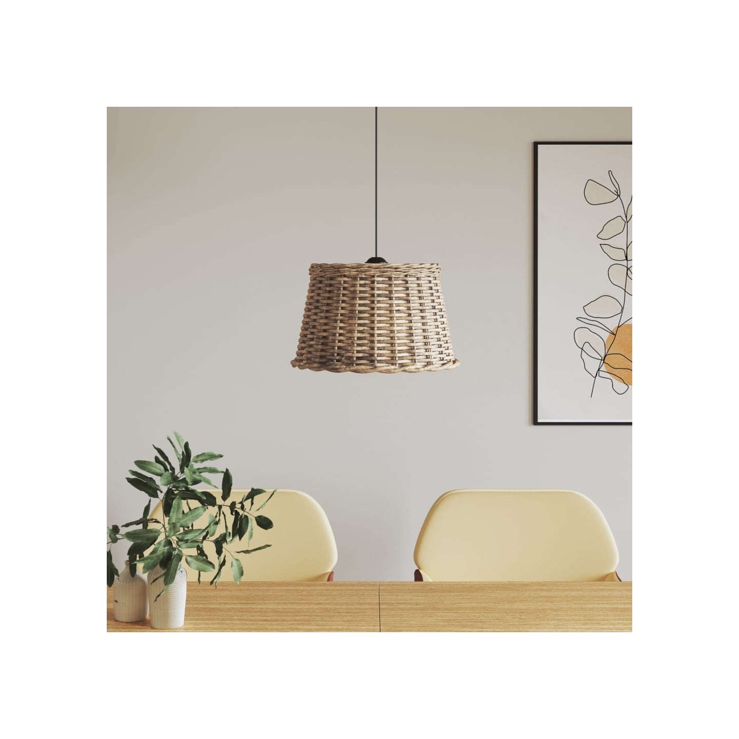 Abat-jour de plafonnier marron Ø45x28 cm osier