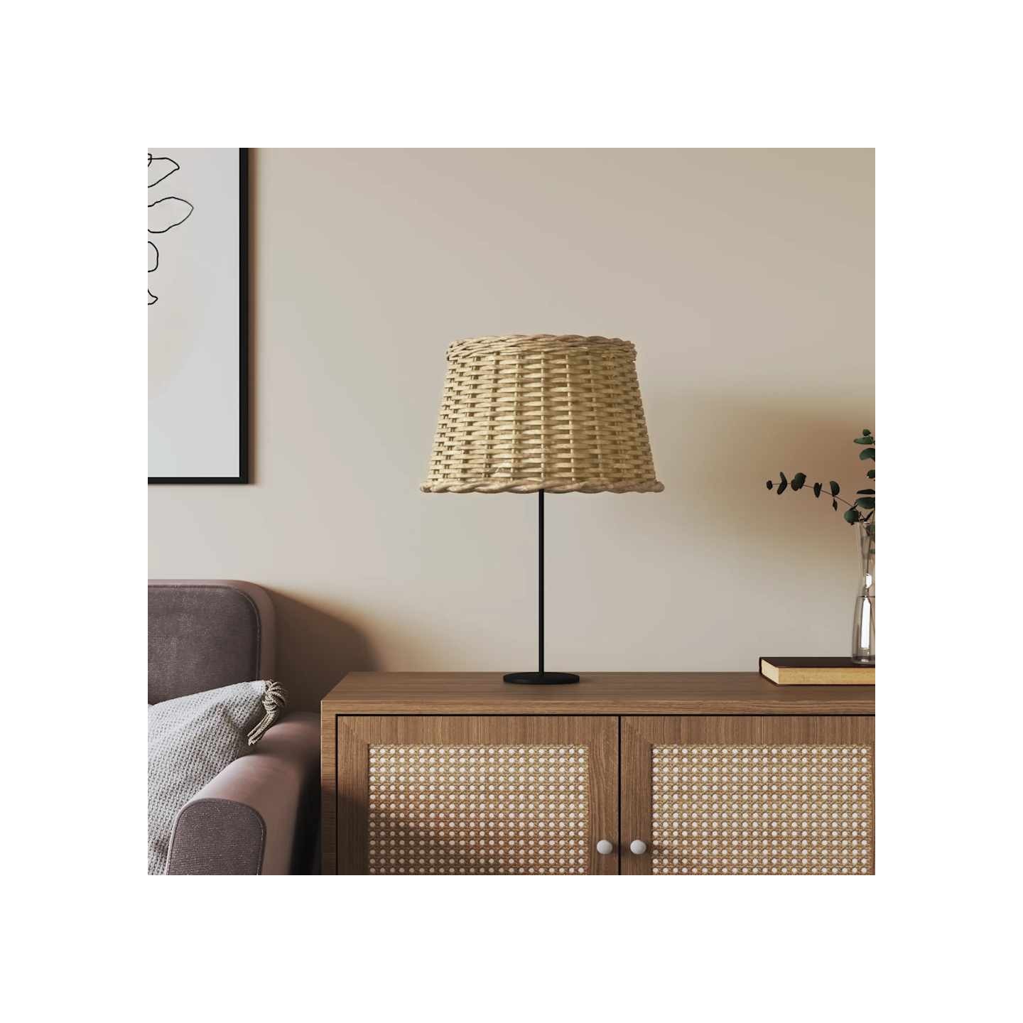 Abat-jour marron Ø45x28 cm osier