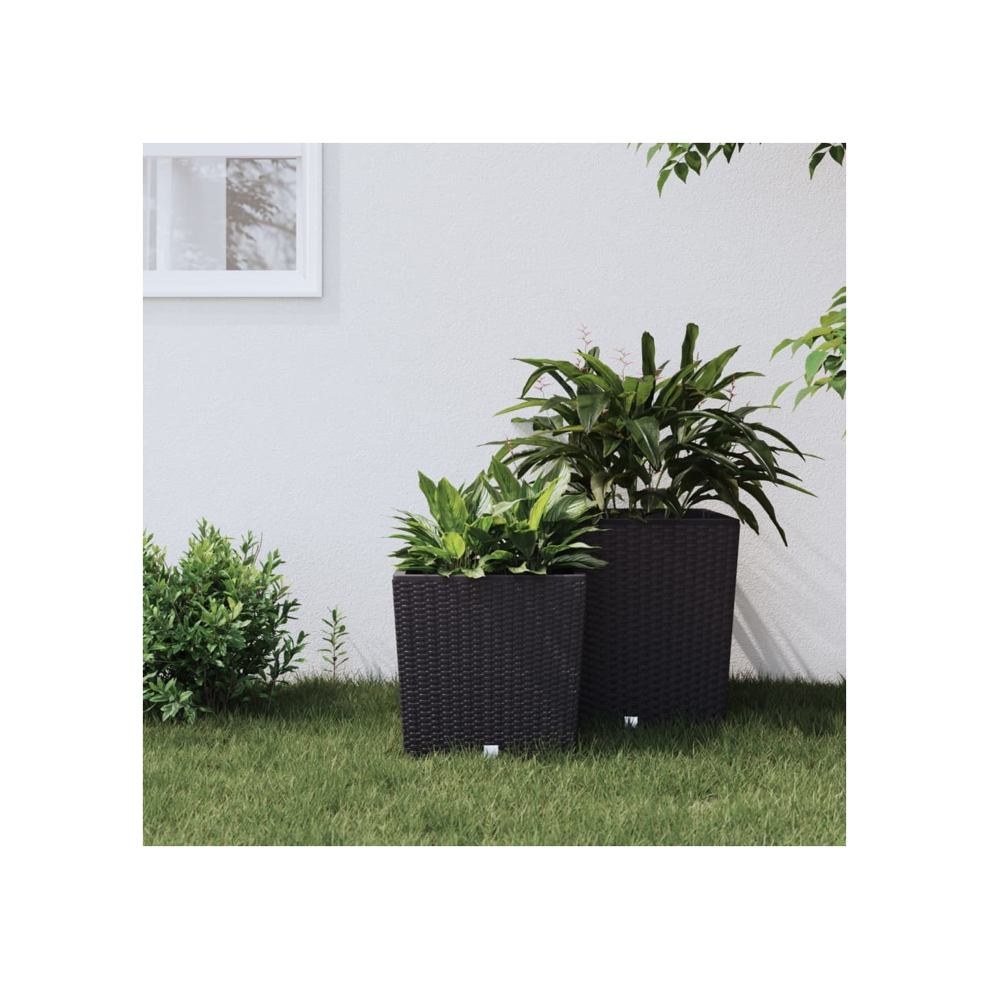 Jardinière et intérieur amovible anthracite 21 /32 L rotin PP