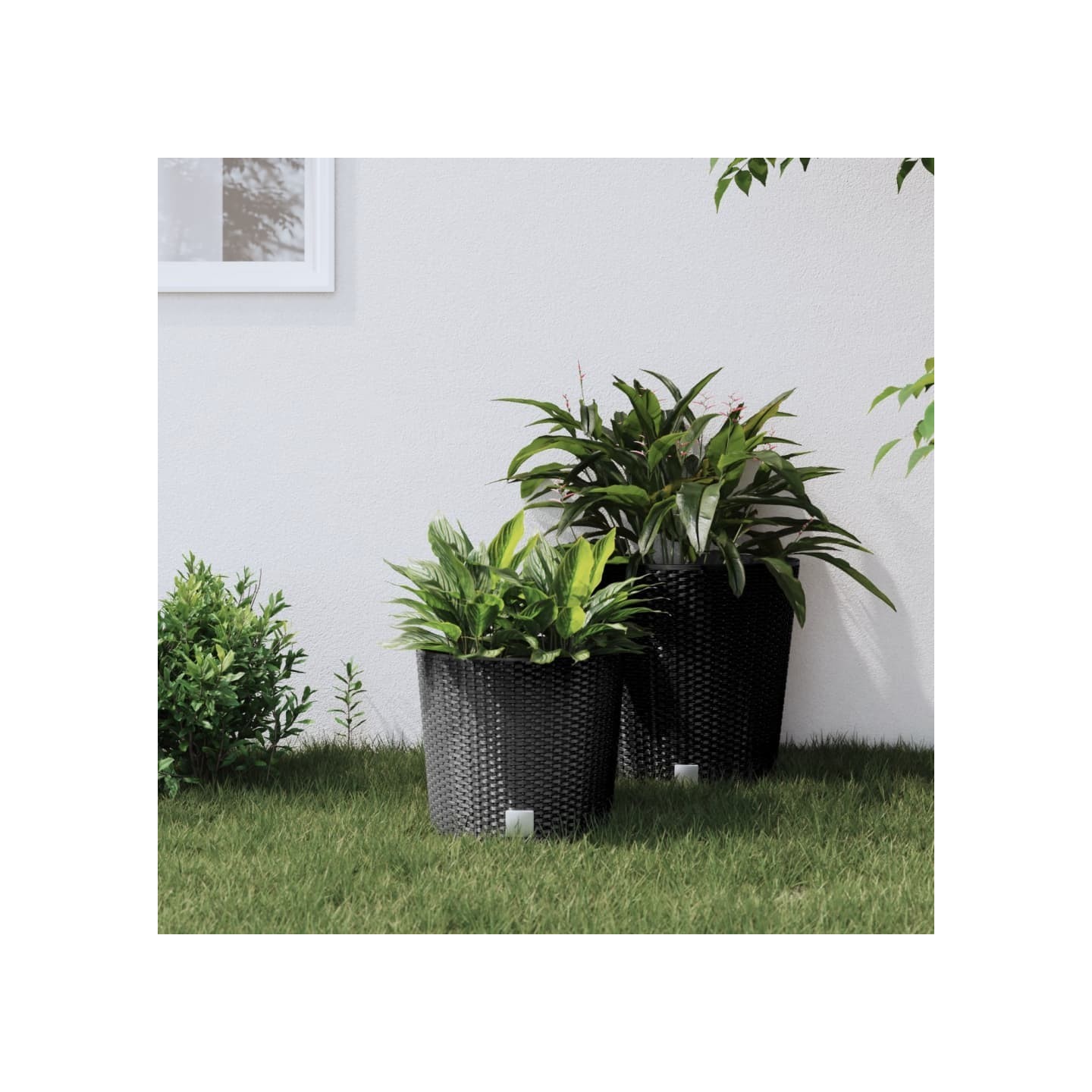Jardinière et intérieur amovible anthracite 15 /15,3 L rotin PP