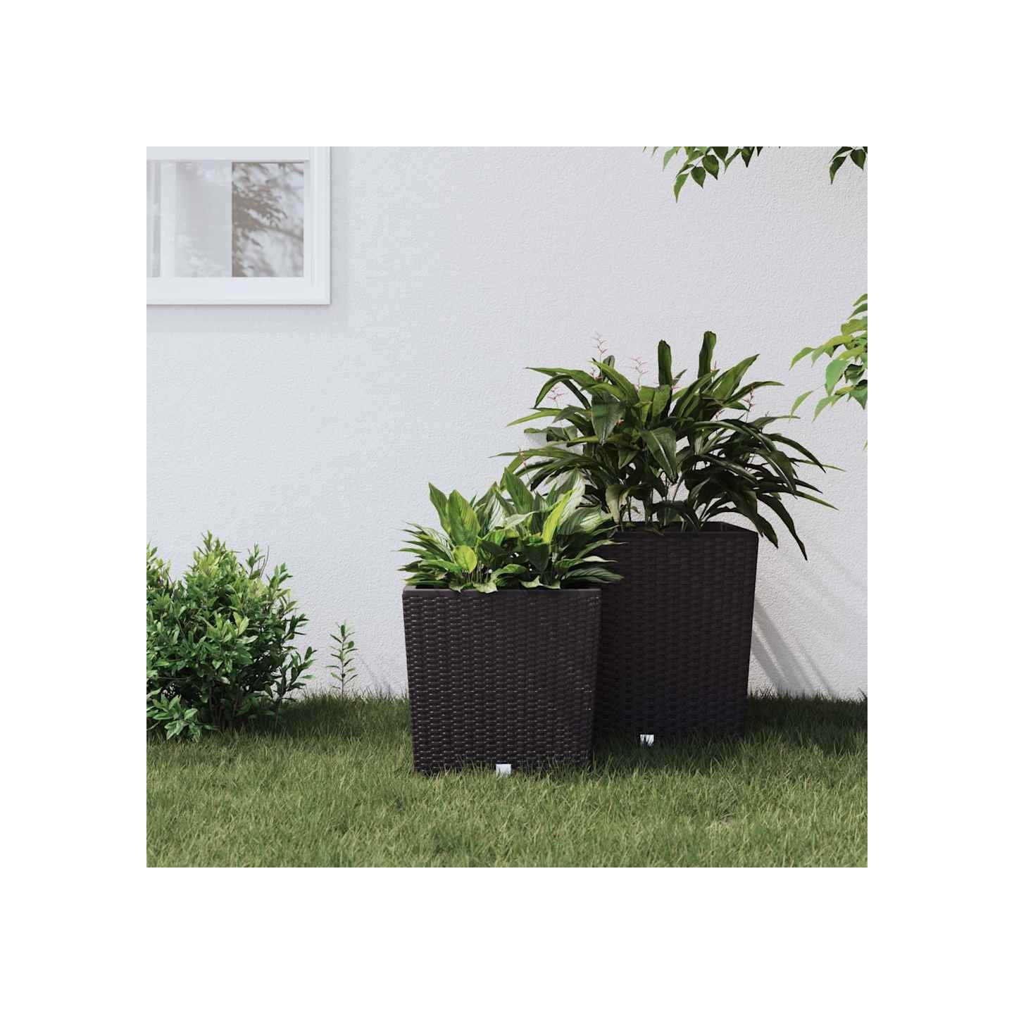 Jardinière et intérieur amovible marron 21 /32 L rotin PP