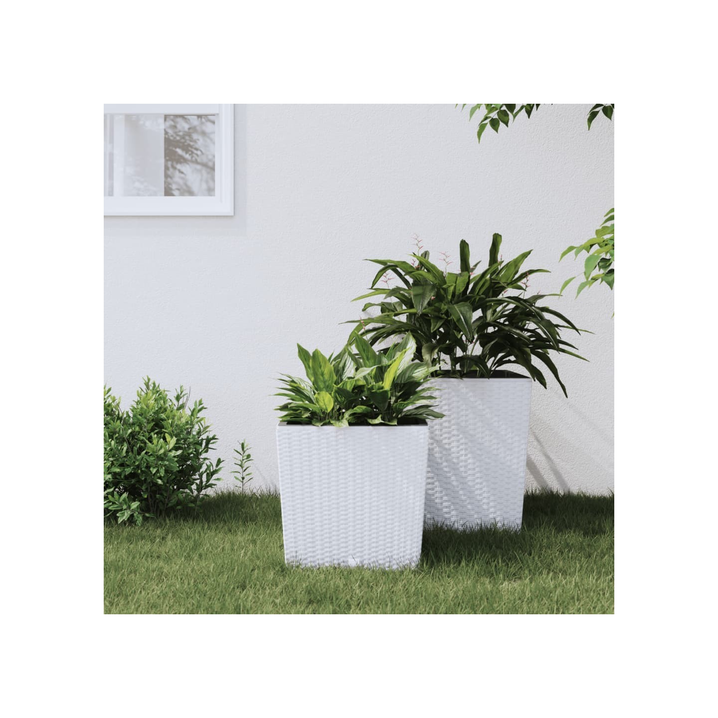 Jardinière et intérieur amovible blanc 21 /32 L rotin PP