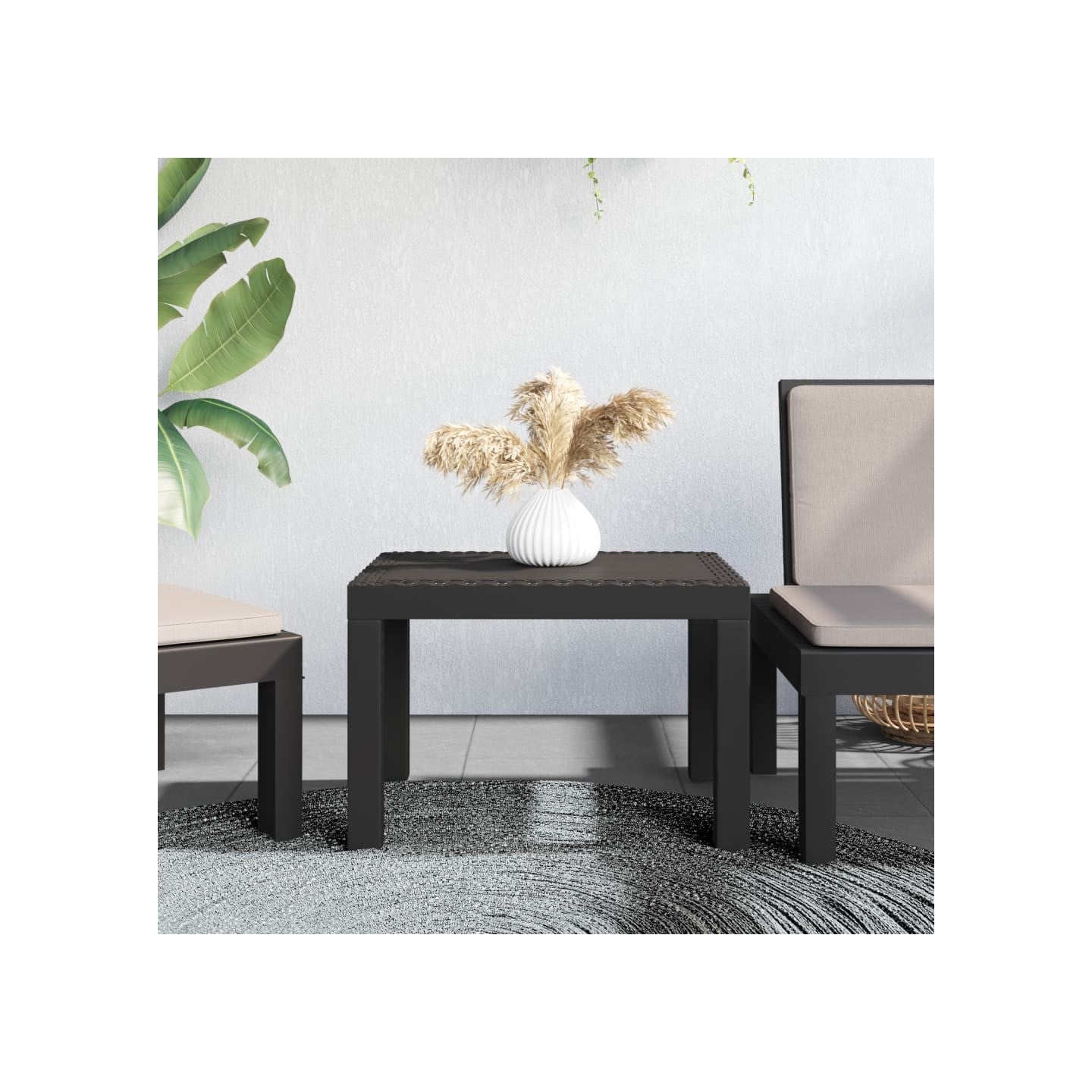 Table de jardin anthracite 59x47x40 cm PP