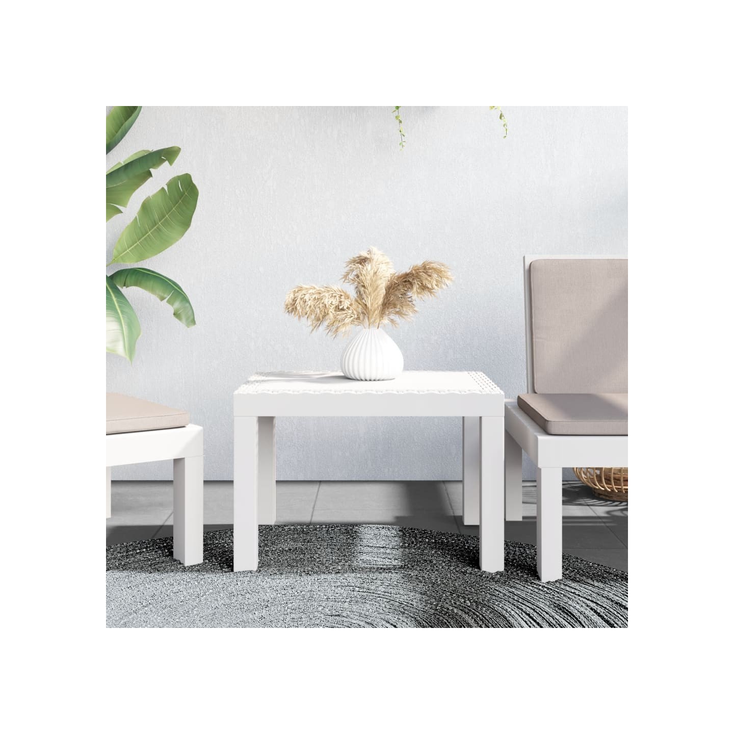 Table de jardin blanc 59x47x40 cm PP