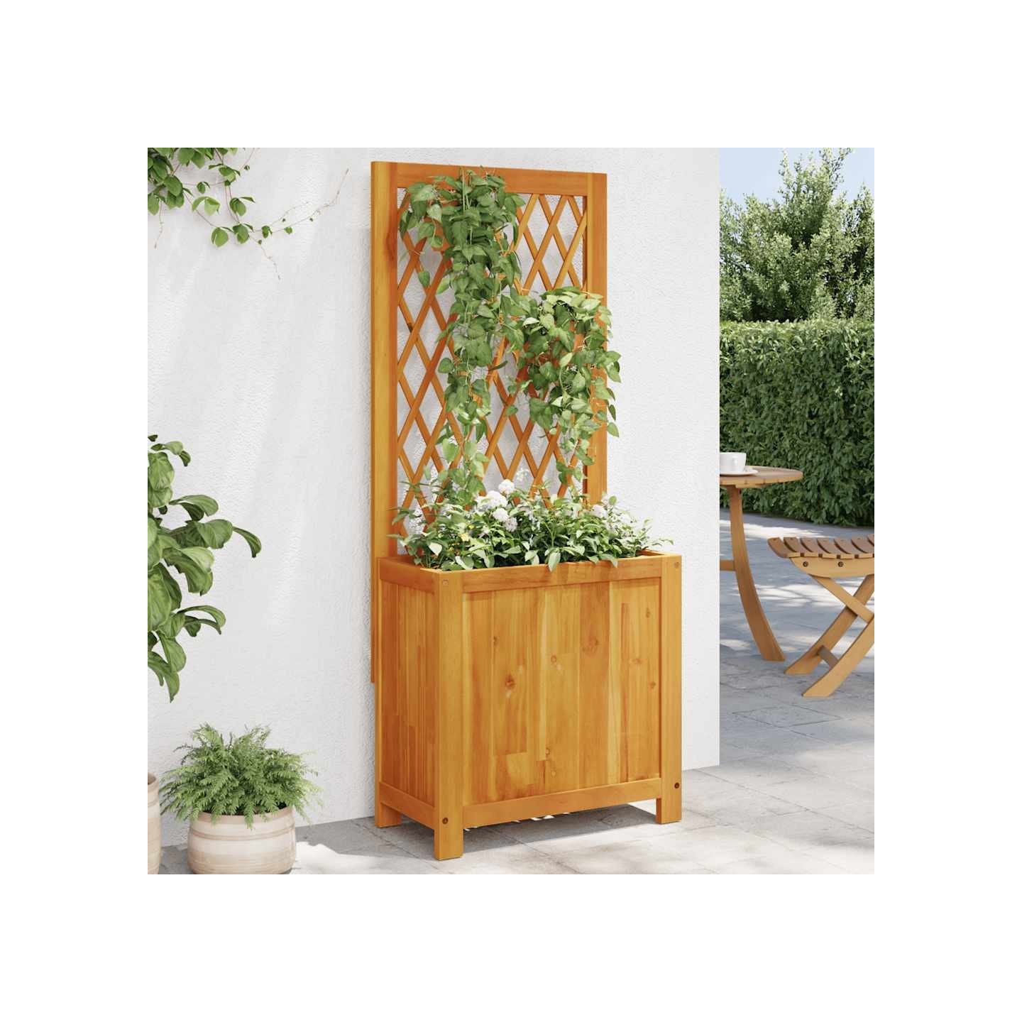 Jardinière avec treillis 55x29,5x132 cm bois massif d'acacia