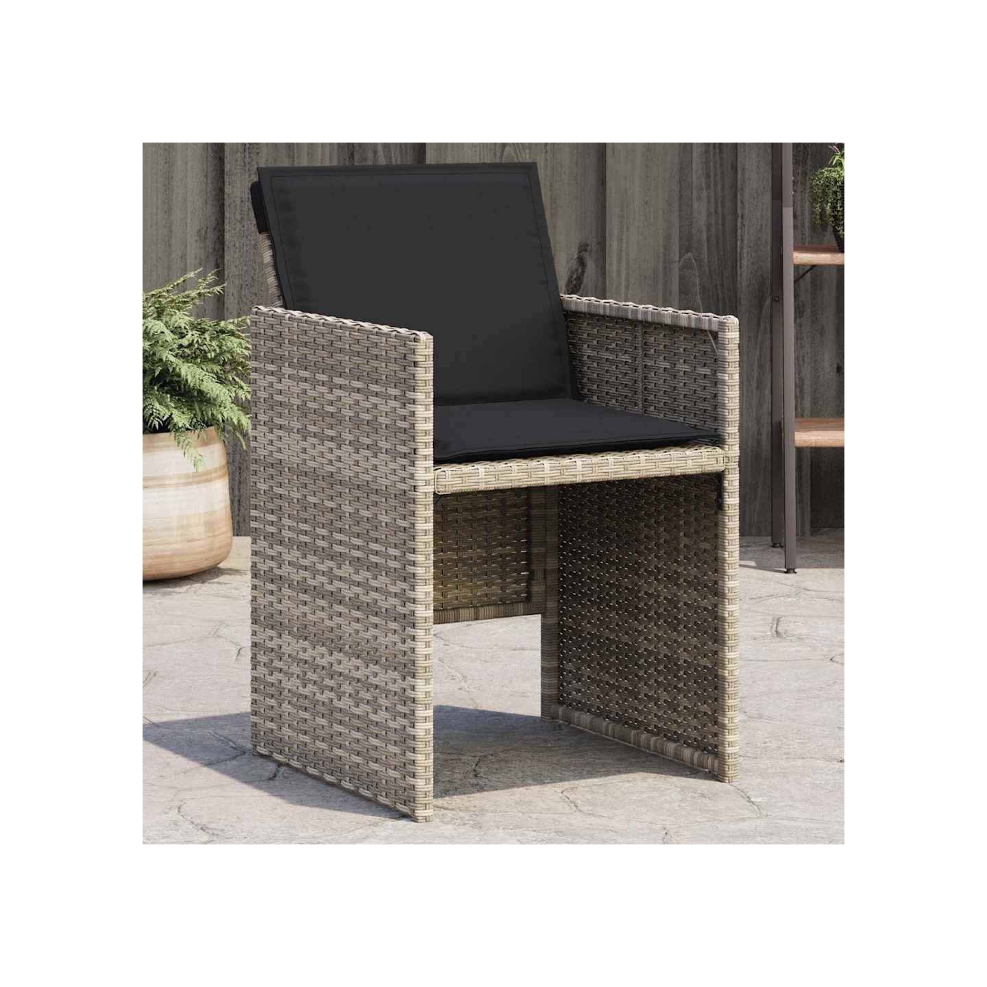 Chaises de jardin avec coussins lot de 4 gris clair poly rotin