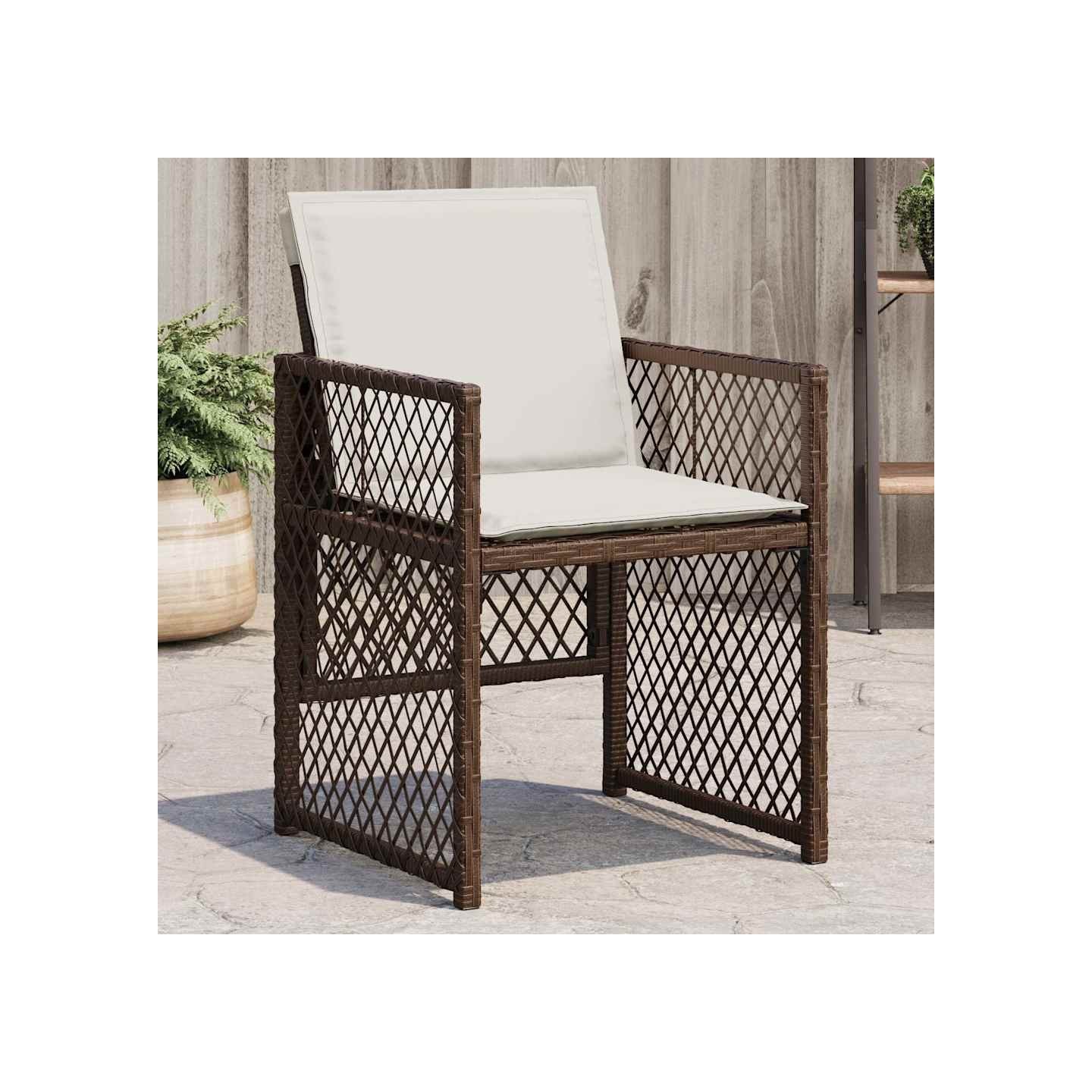 Chaises de jardin avec coussins lot de 4 marron résine tressée