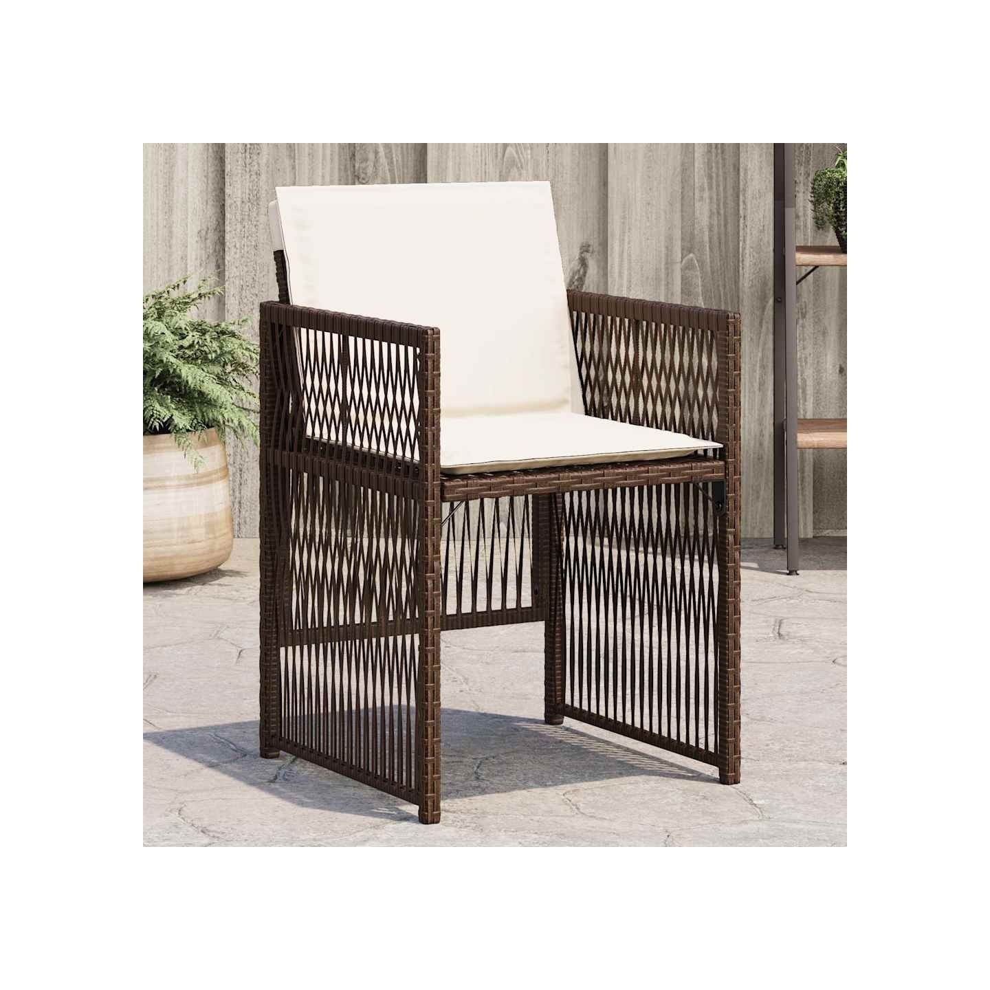 Chaises de jardin avec coussins lot de 4 marron résine tressée