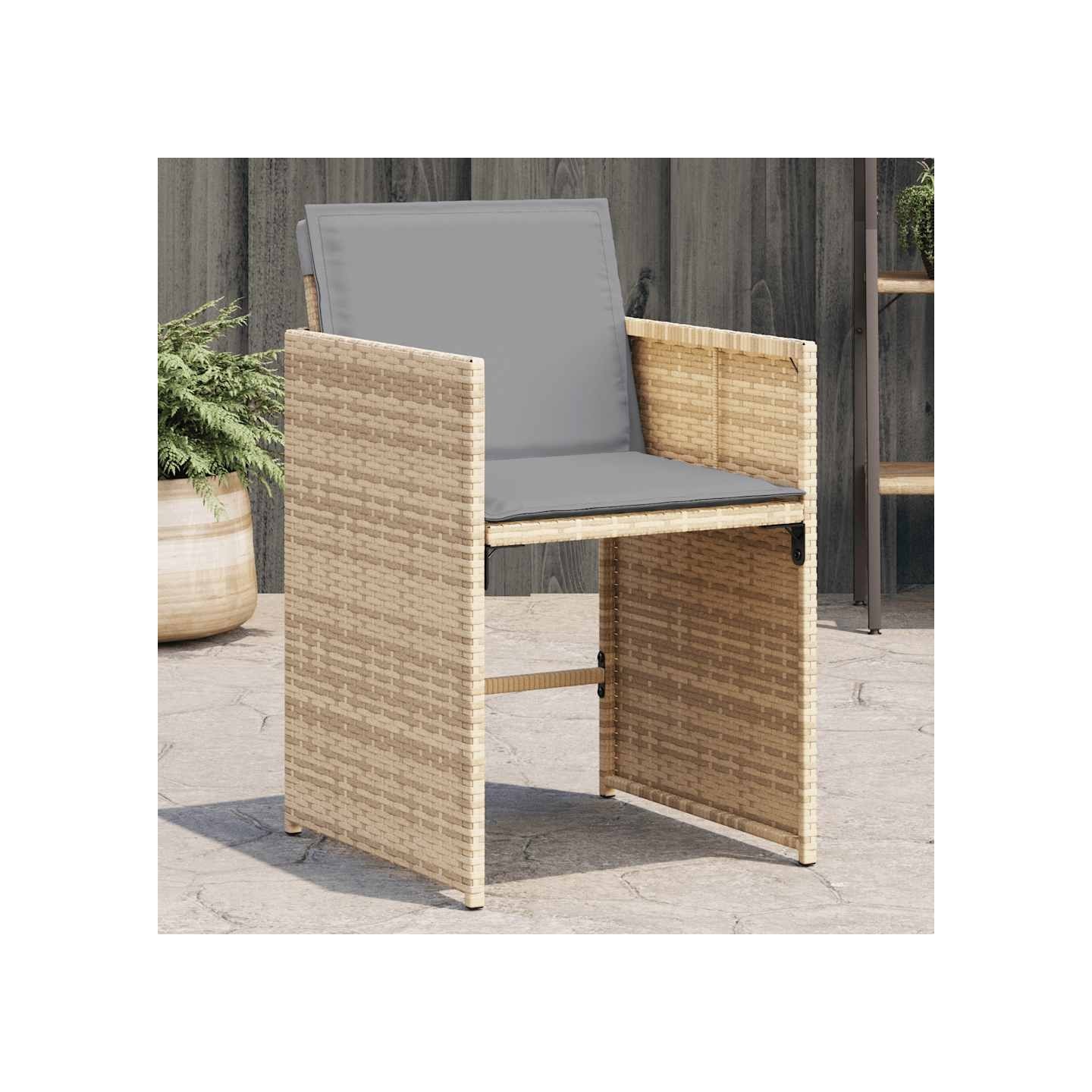 Chaises de jardin avec coussins lot de 4 mélange beige