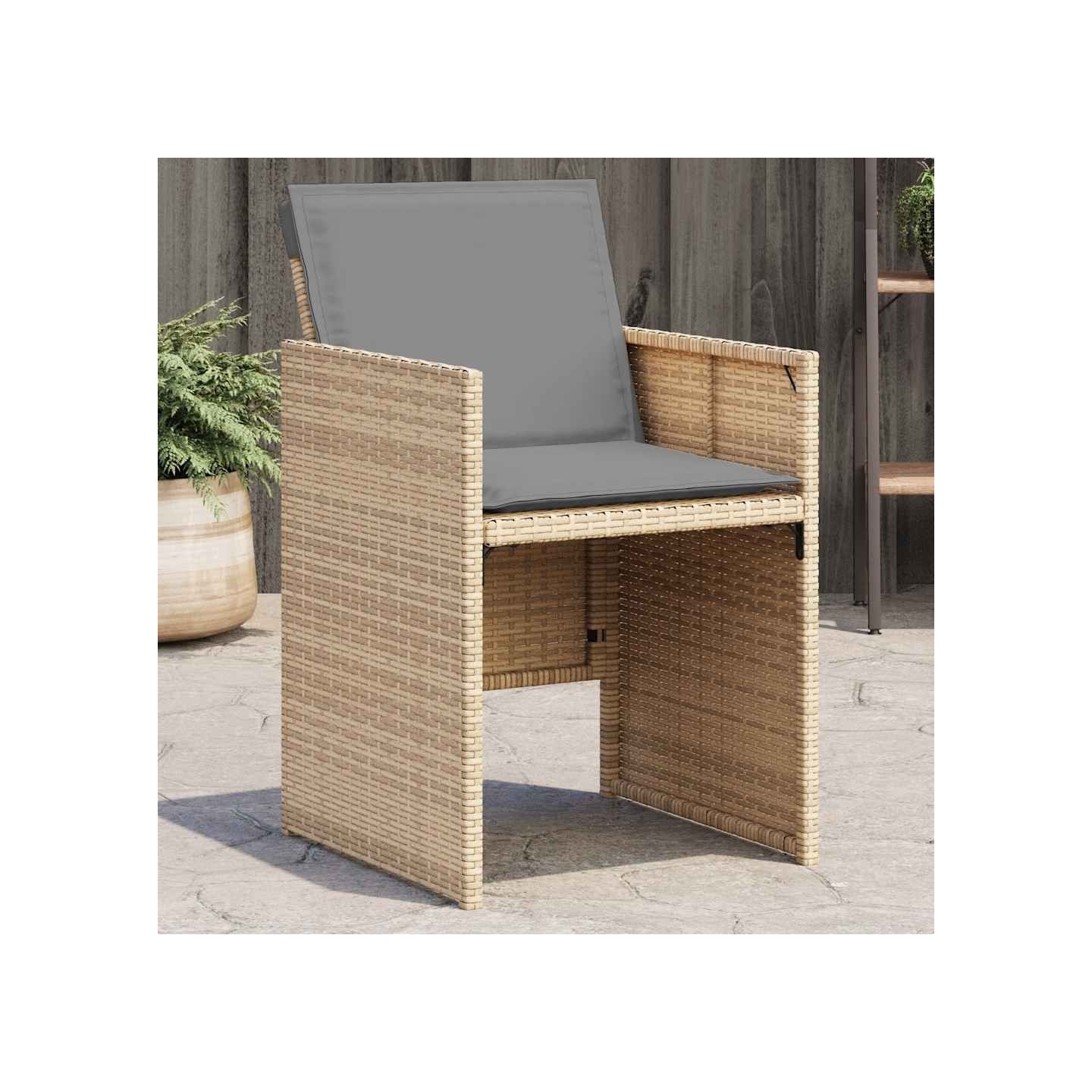 Chaises de jardin avec coussins lot de 4 mélange beige