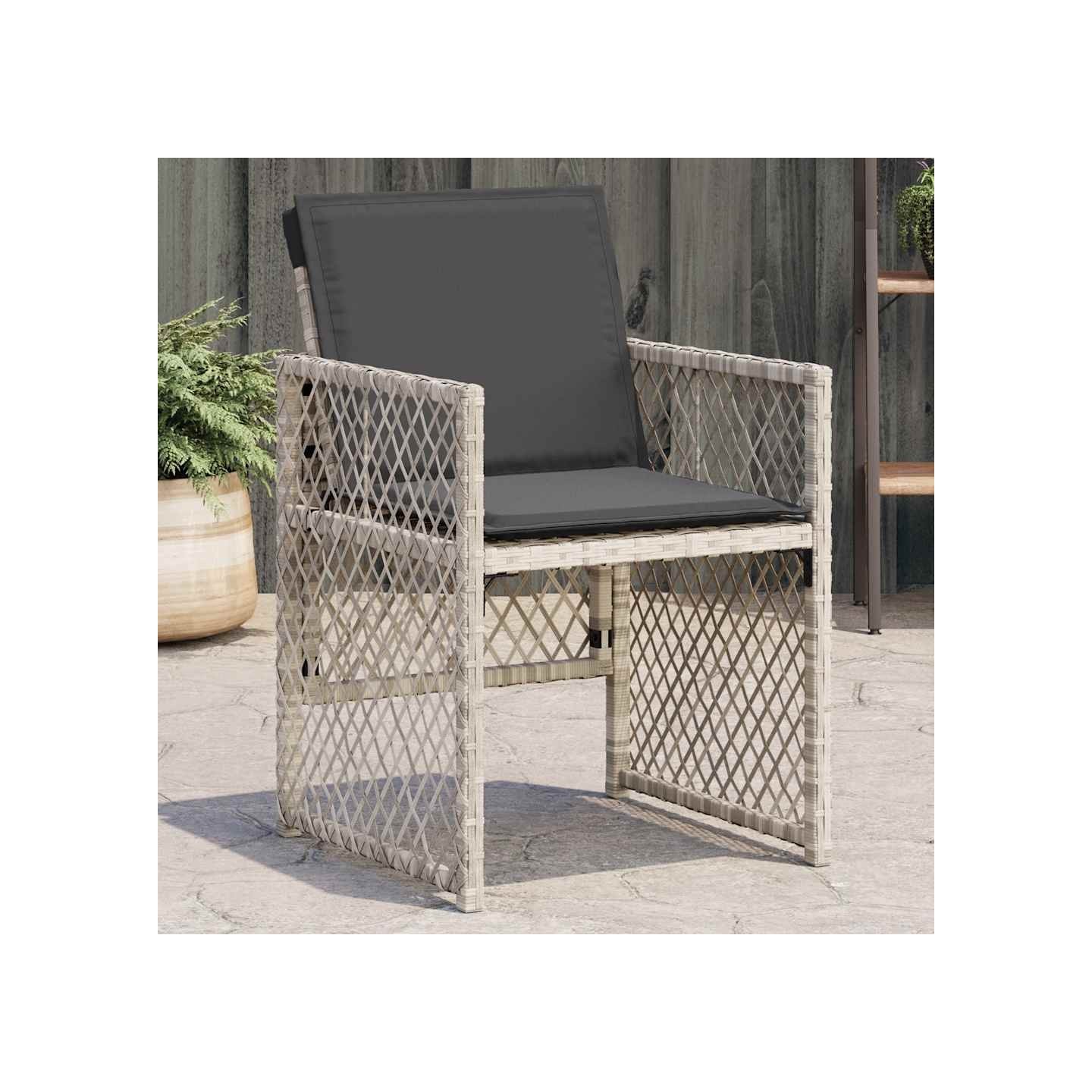 Chaises de jardin avec coussins lot de 4 gris clair poly rotin
