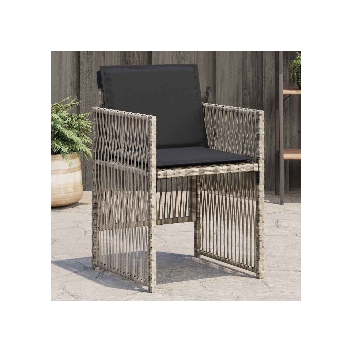 Chaises de jardin avec coussins lot de 4 gris clair poly rotin