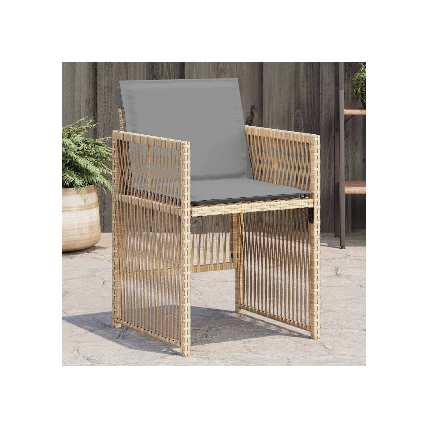 Chaises de jardin avec coussins lot de 4 mélange beige