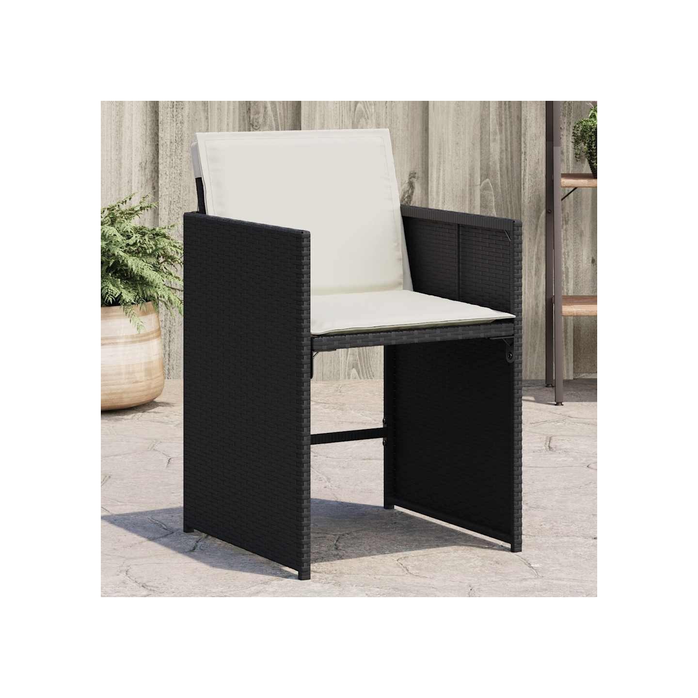 Chaises de jardin lot de 4 avec coussins noir résine tressée