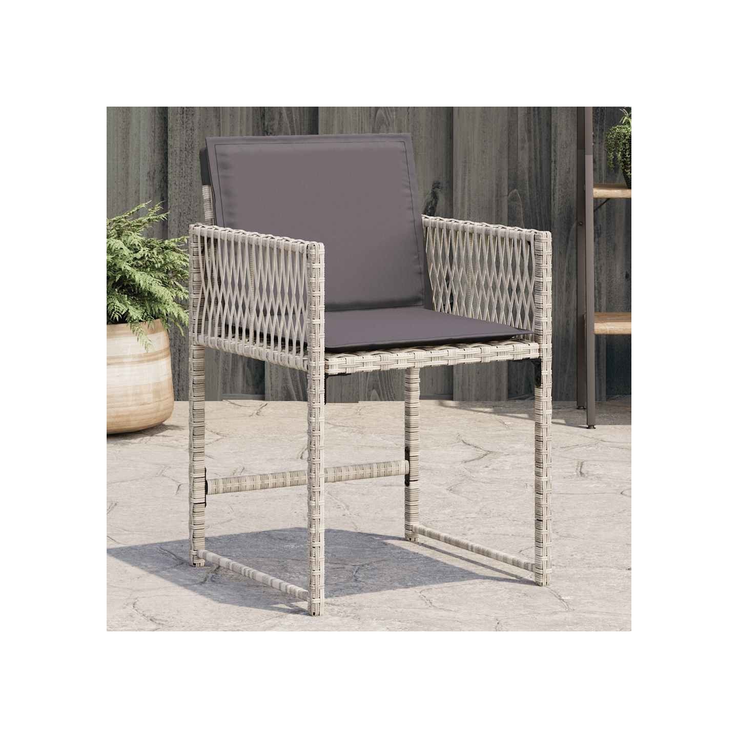 Chaises de jardin avec coussins lot de 4 gris clair poly rotin
