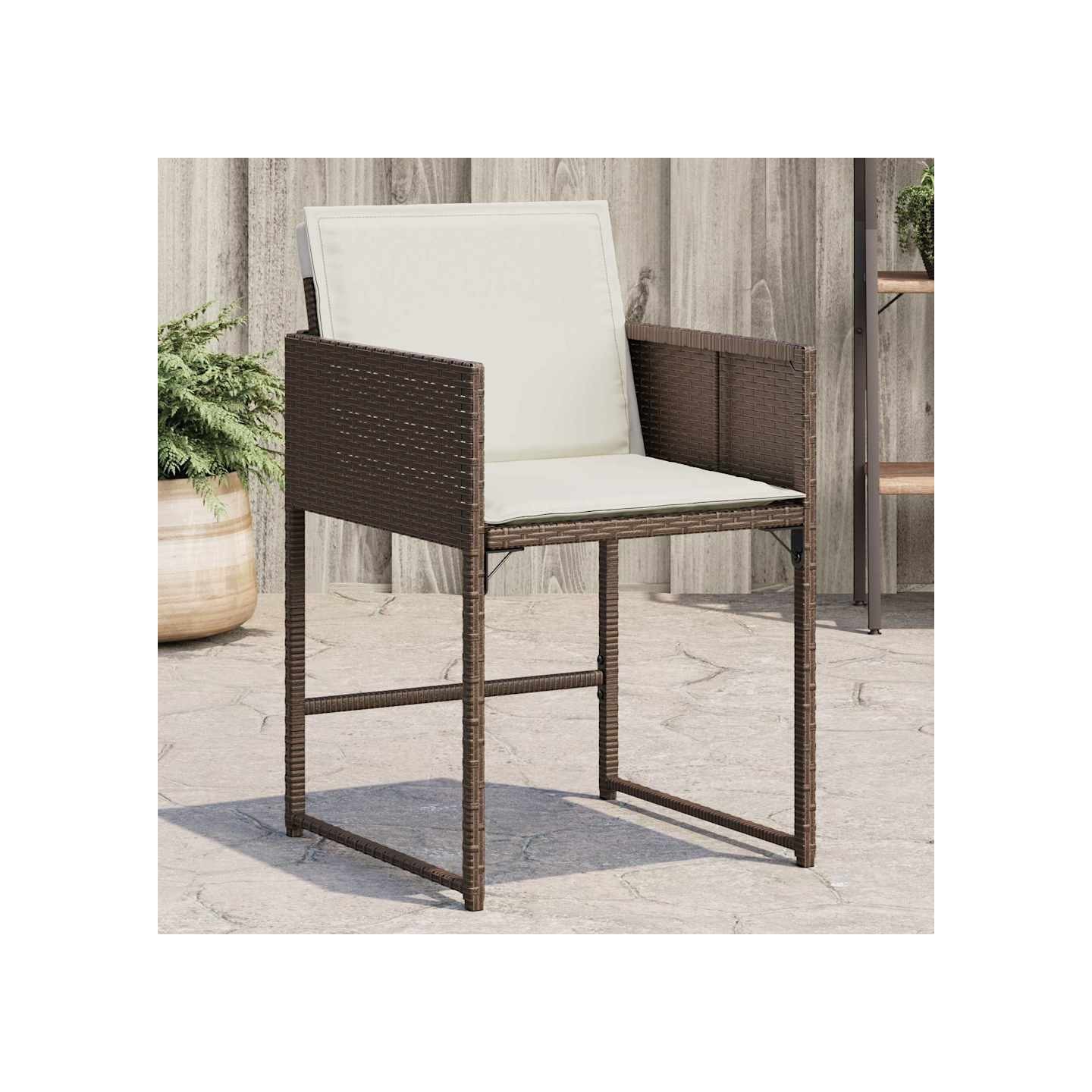 Chaises de jardin avec coussins lot de 4 marron résine tressée