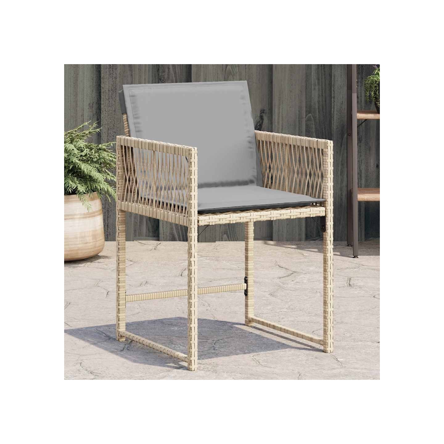 Chaises de jardin avec coussins lot de 4 mélange beige