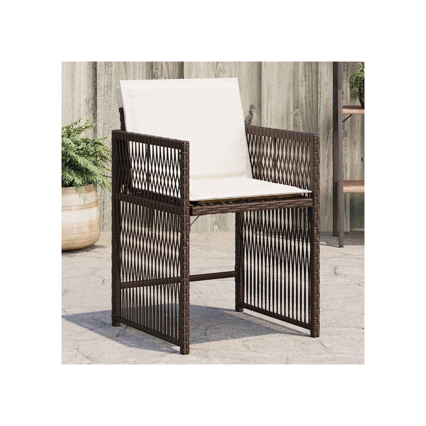 Chaises de jardin avec coussins lot de 4 marron résine tressée