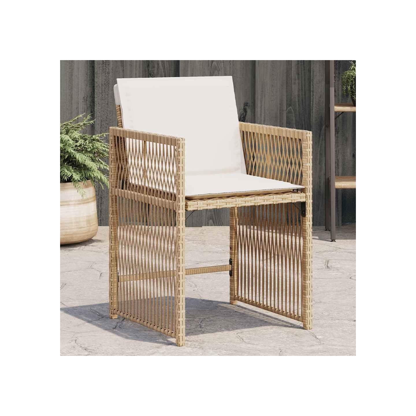 Chaises de jardin avec coussins lot de 4 beige résine tressée