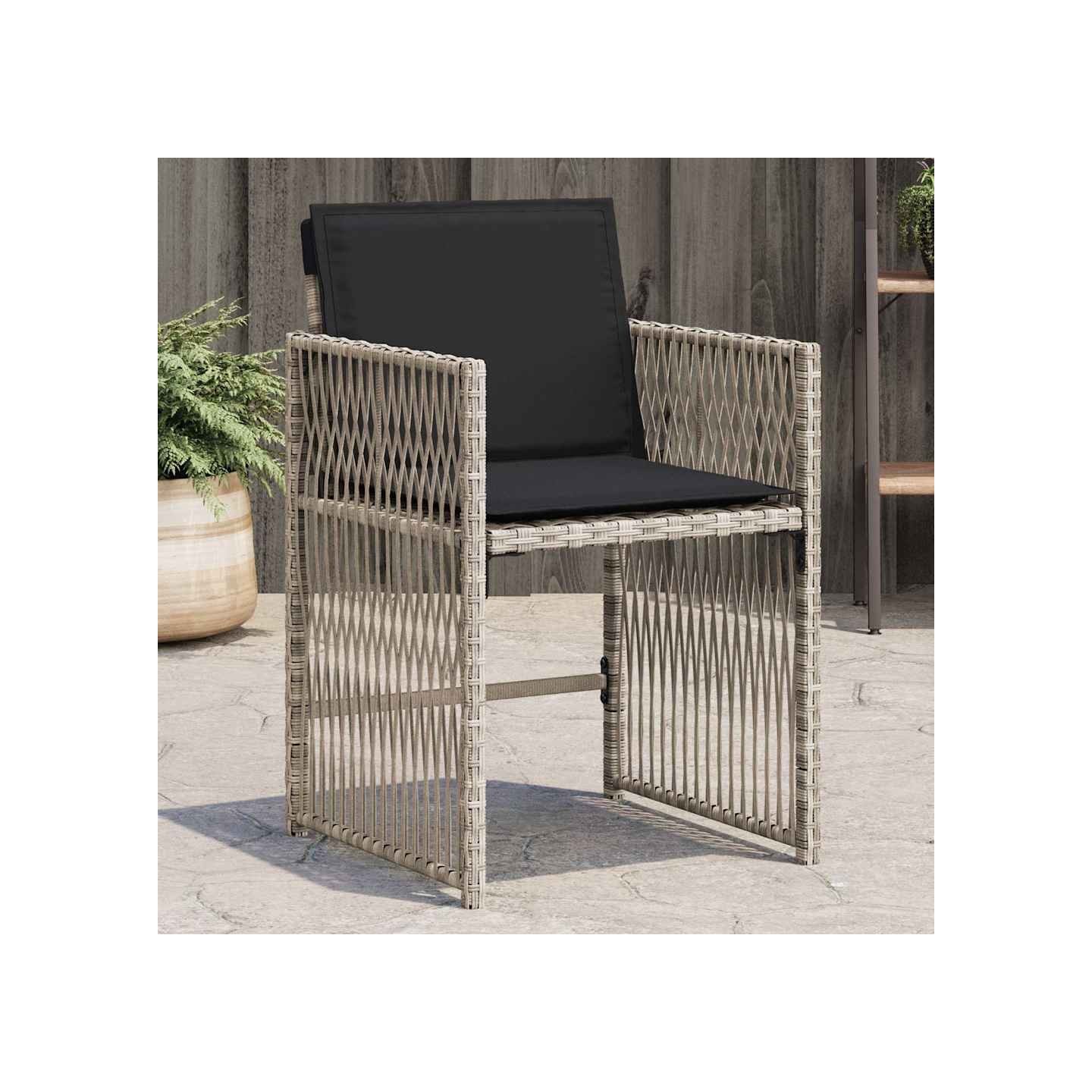 Chaises de jardin avec coussins lot de 4 gris clair poly rotin
