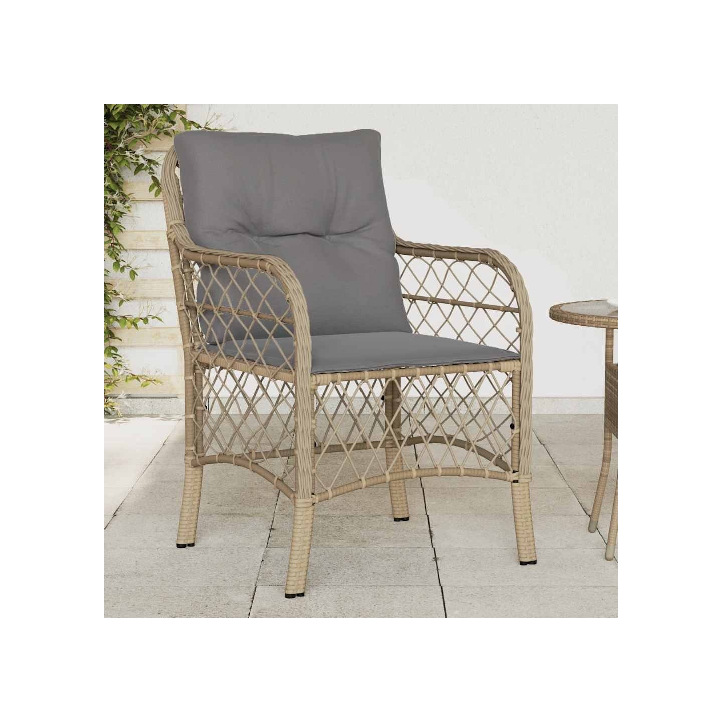Chaises de jardin avec coussins lot de 2 mélange beige rotin