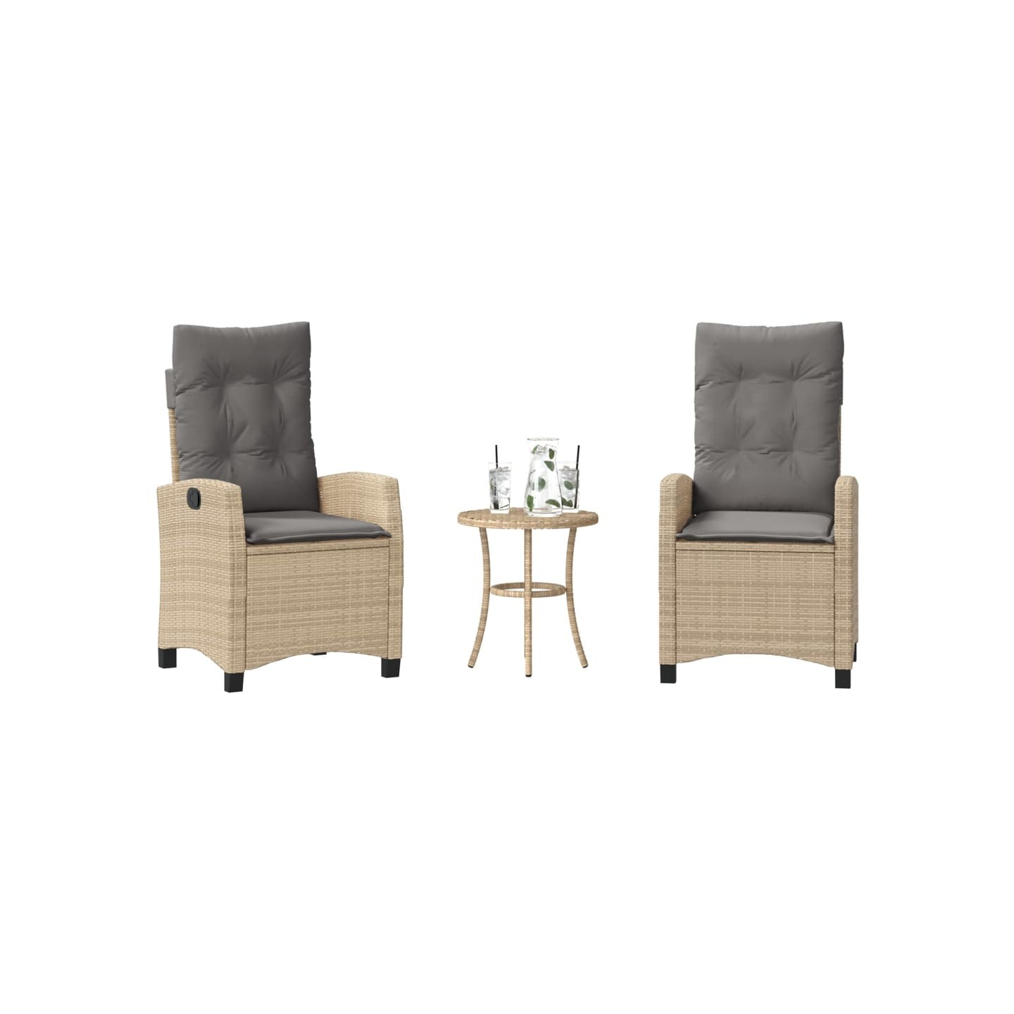 Ensemble de bistro 3 pcs coussins mélange beige résine tressée