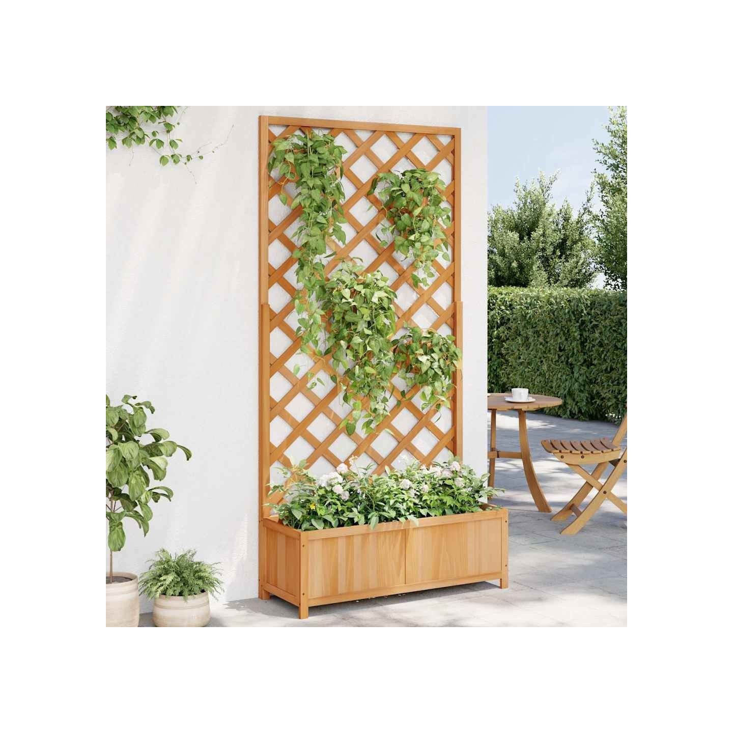 Jardinière avec treillis marron 90x35x180 cm bois massif de sapin