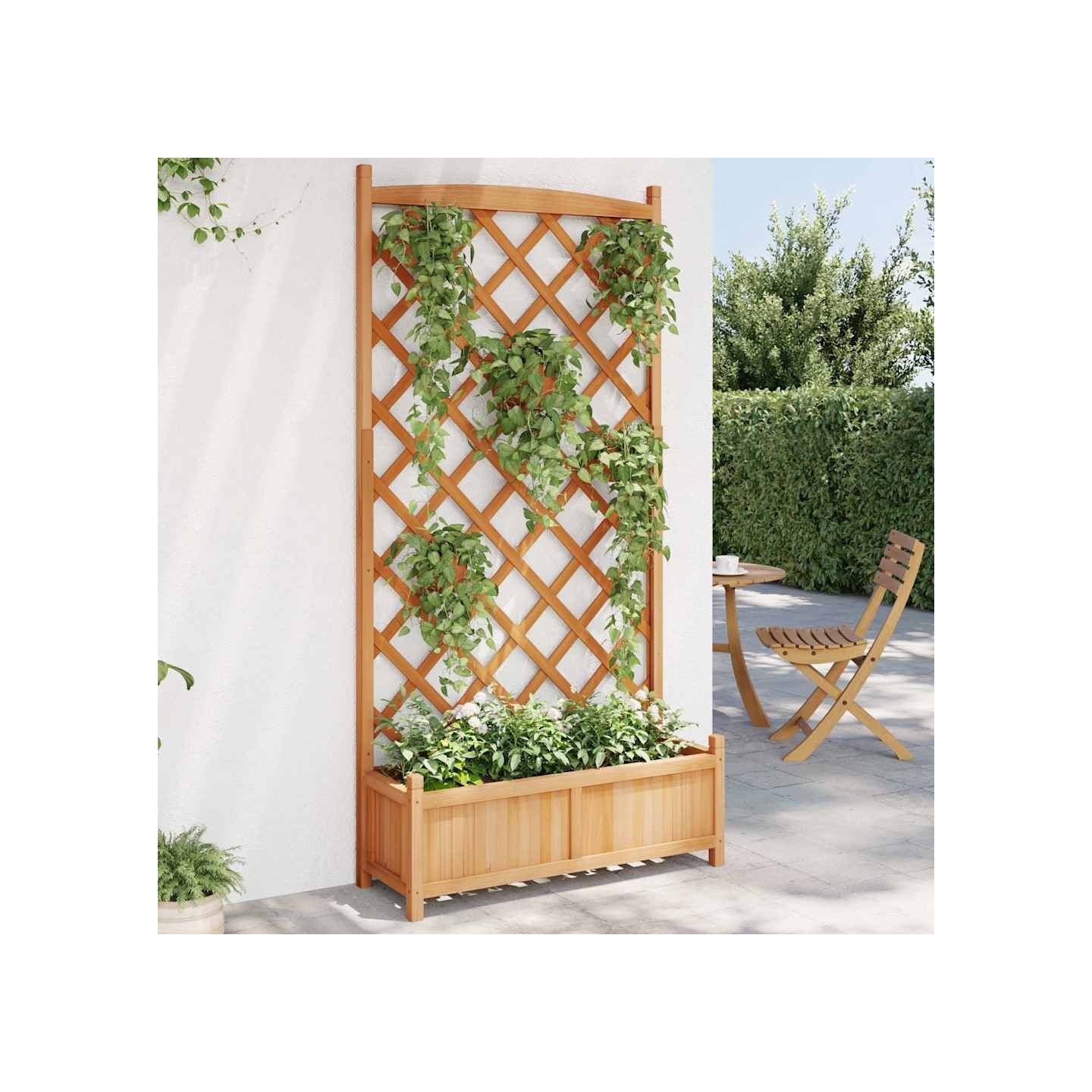 Jardinière avec treillis marron 90x35x180 cm bois massif de sapin