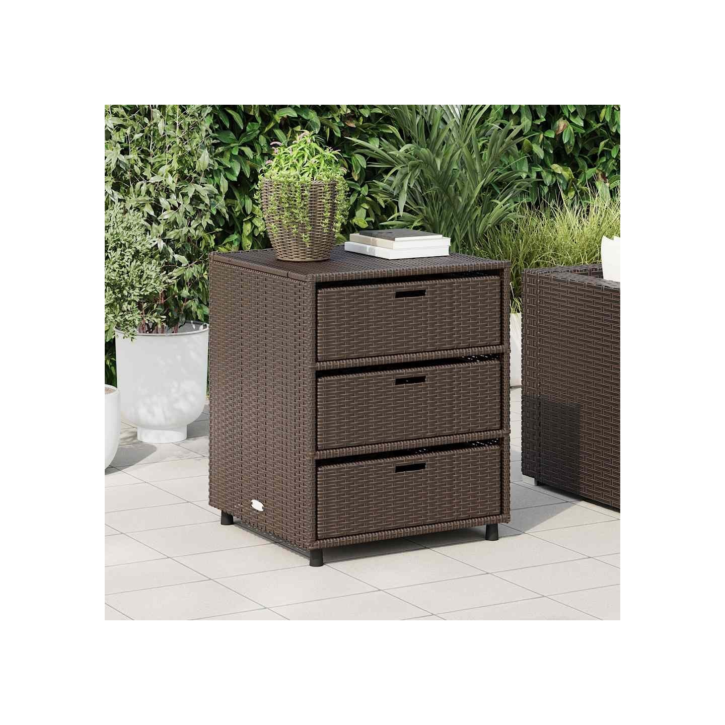 Armoire de rangement de jardin marron 55x59x69cm résine tressée