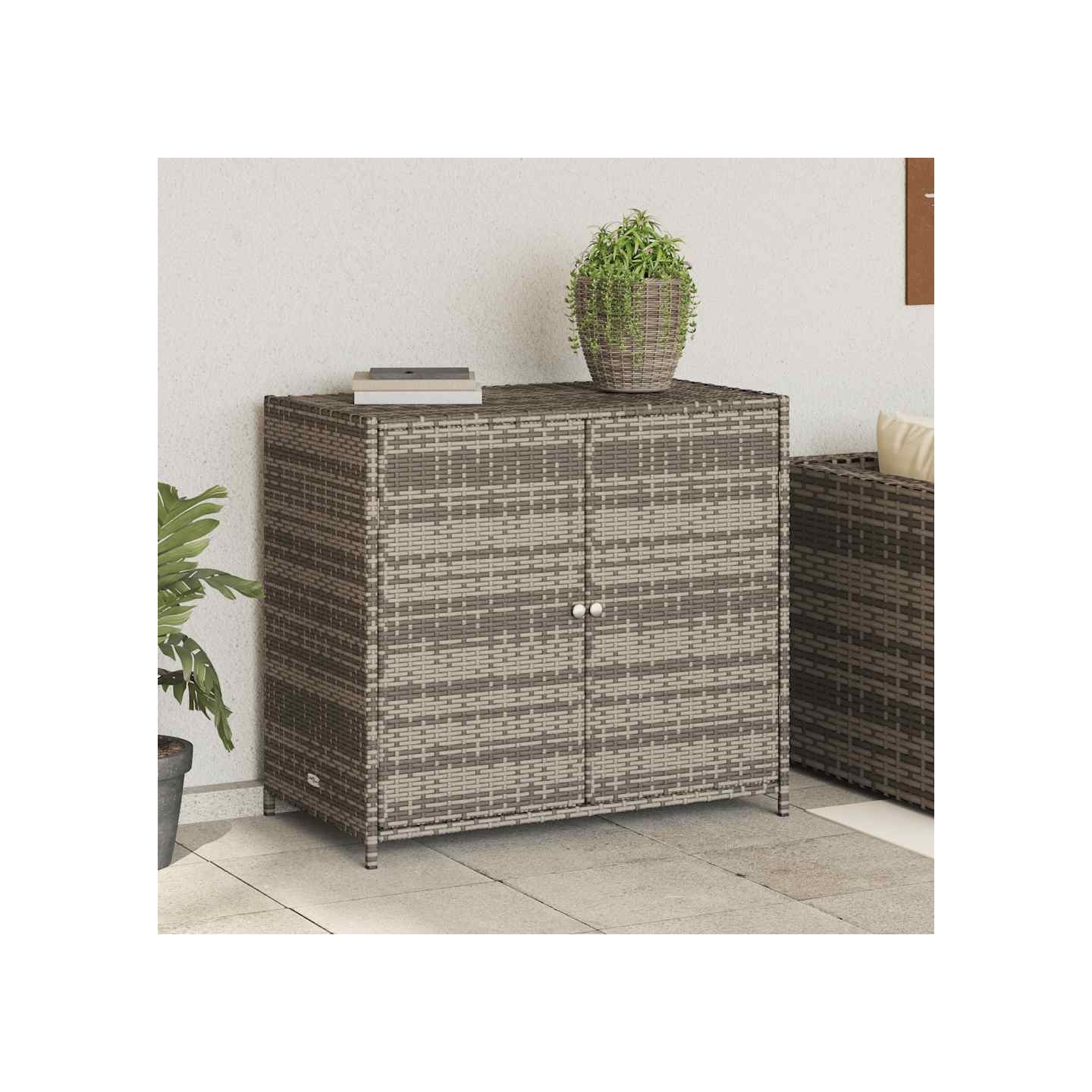 Armoire de rangement de jardin gris 83x45x76 cm résine tressée