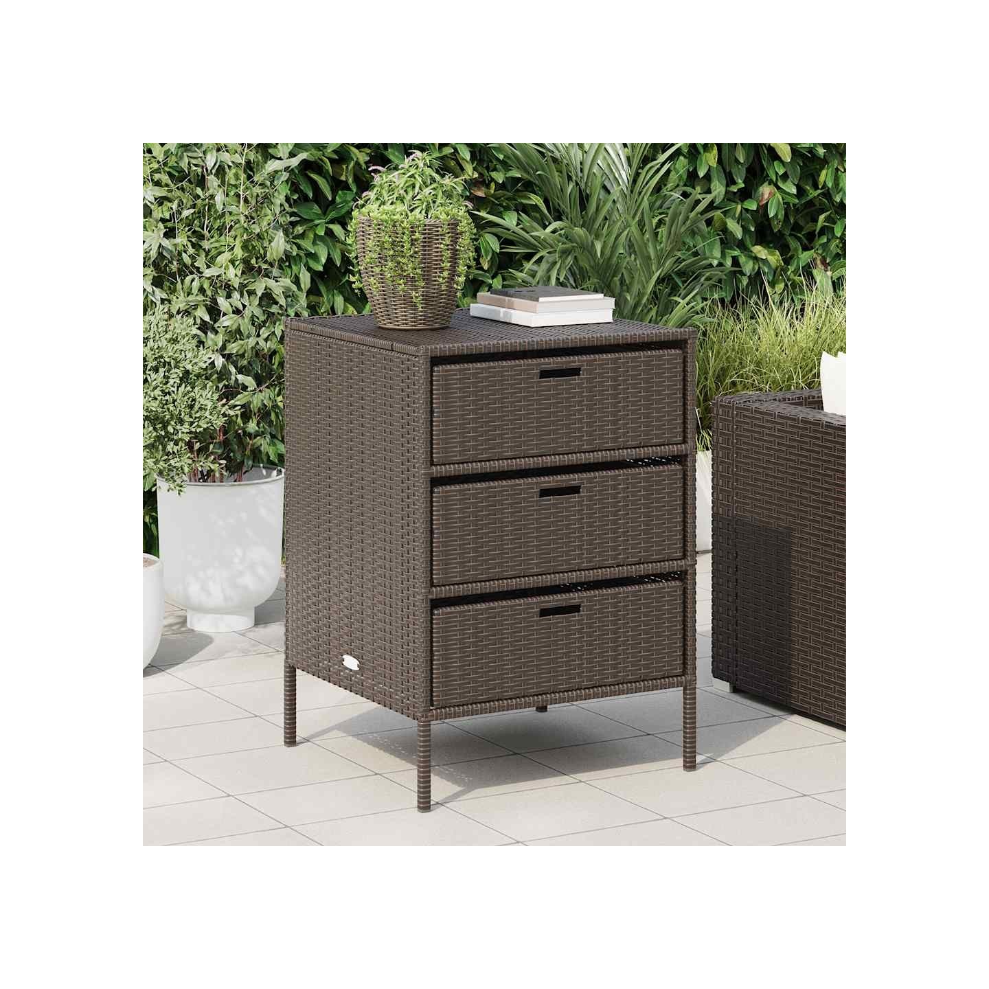 Armoire de rangement de jardin marron 55x59x80cm résine tressée