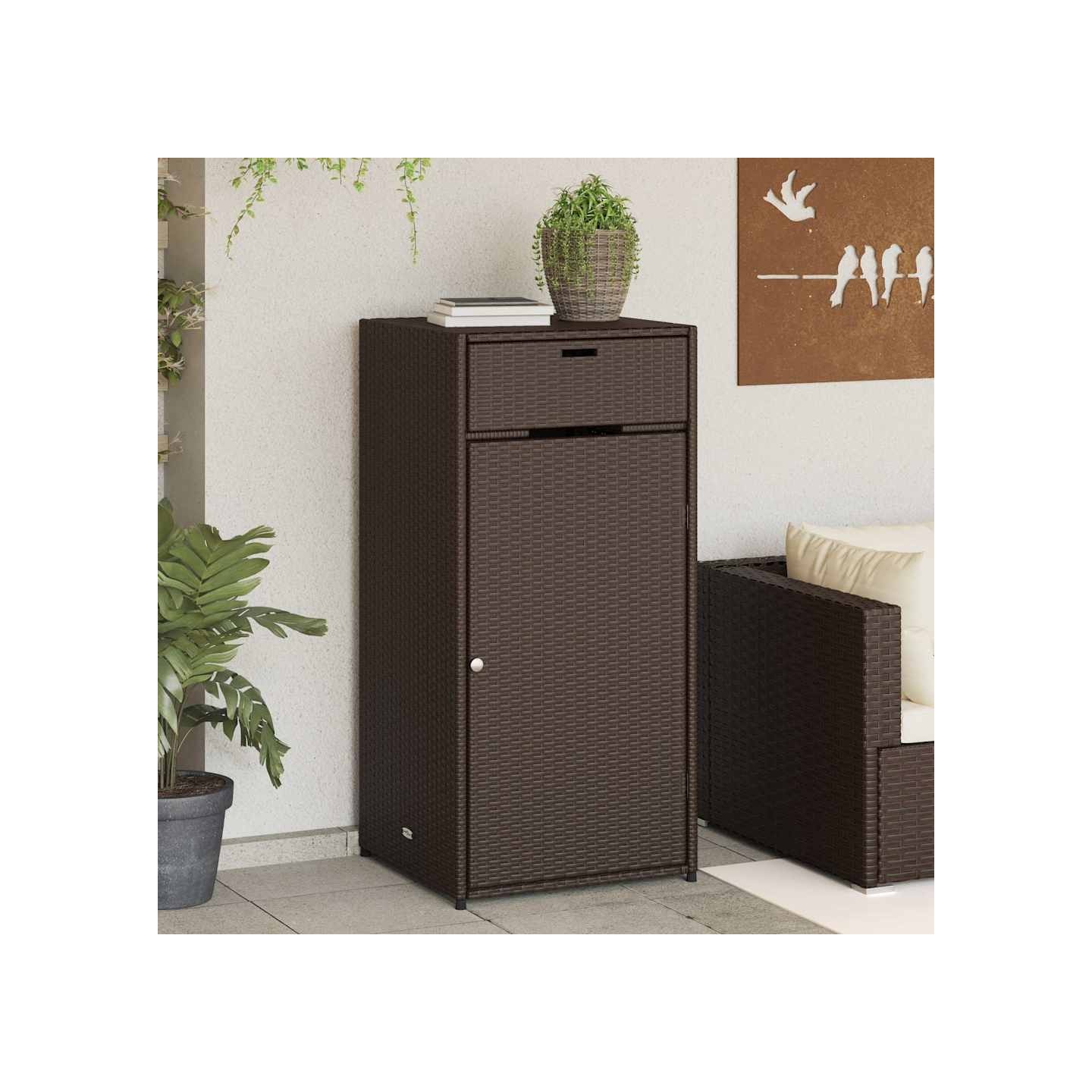 Armoire de rangement jardin marron 55x55x111 cm résine tressée