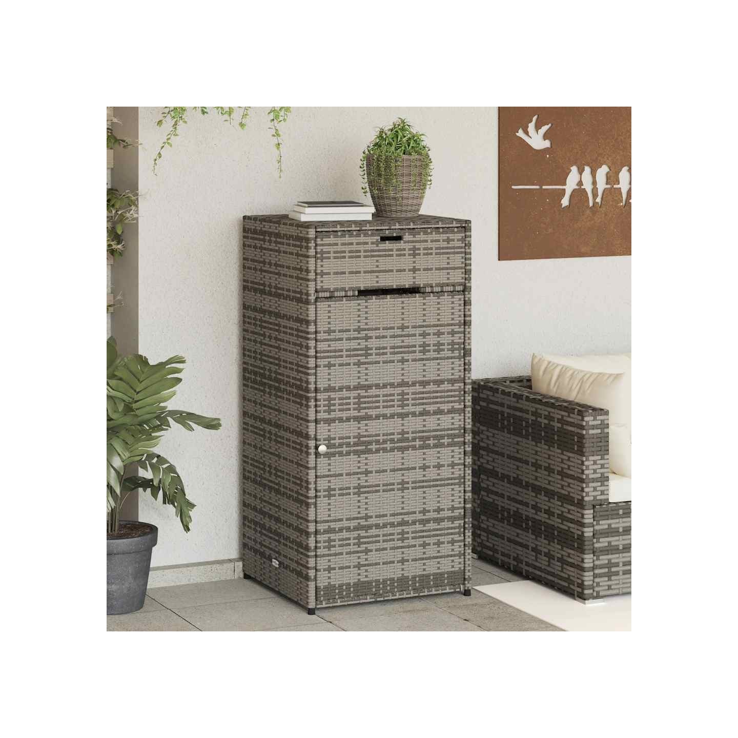 Armoire de rangement de jardin gris 55x55x111 cm résine tressée