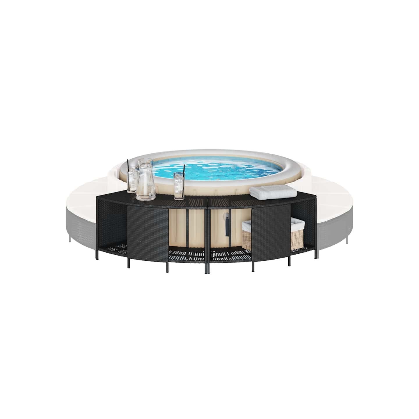 Étagères de rangement pour spa 2 pcs noir résine tressée