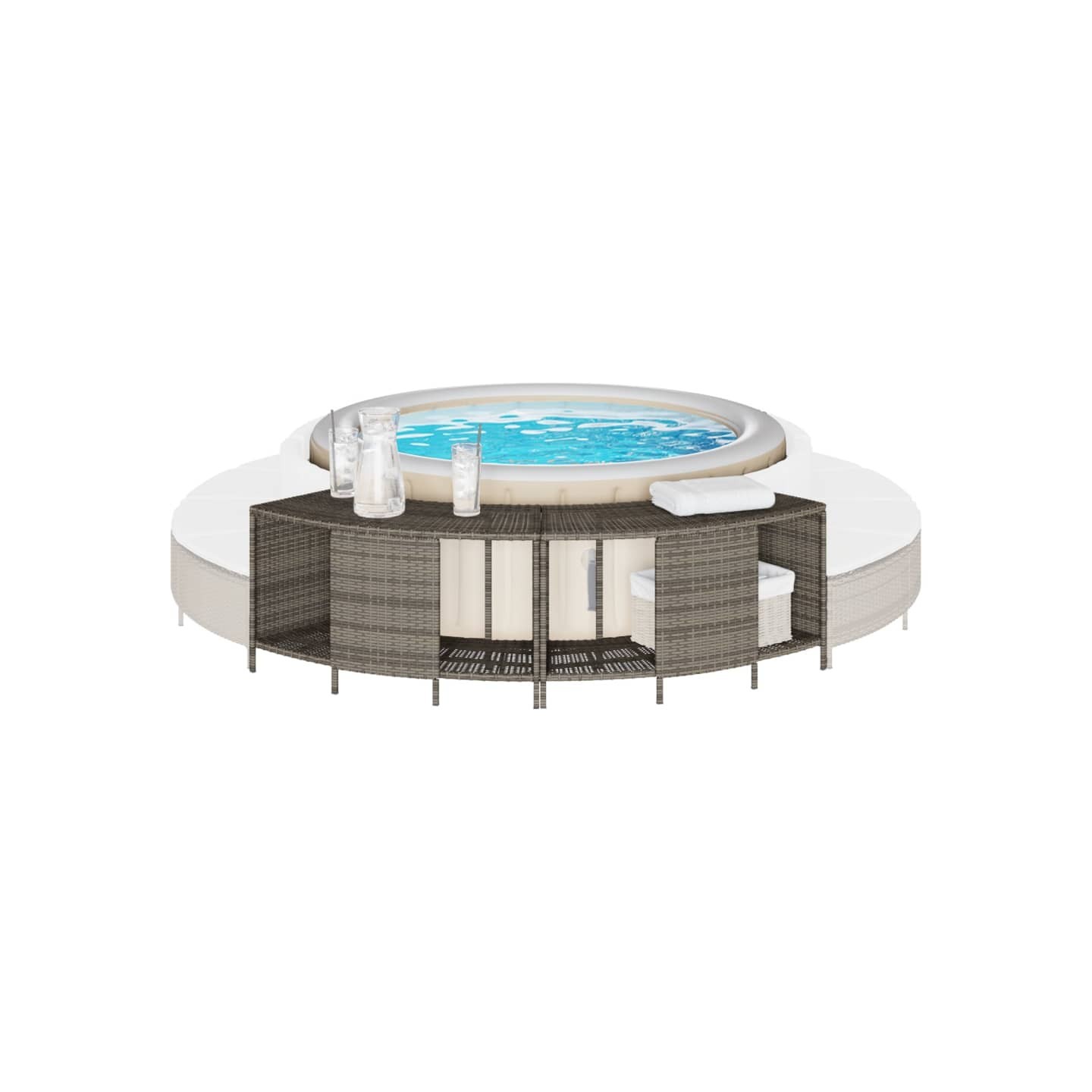 Étagères de rangement pour spa 2 pcs gris résine tressée