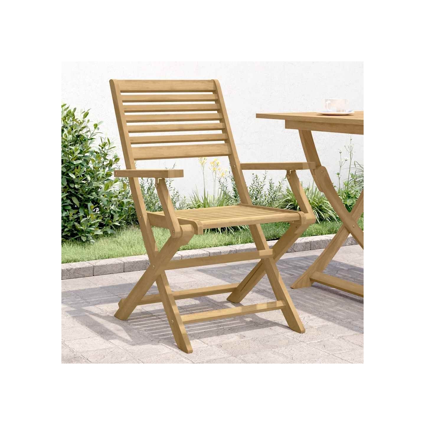 Chaises pliantes (lot de 2) en bois massif d'acacia, dimensions : 54,5 x 61,5 x 86,5 cm
