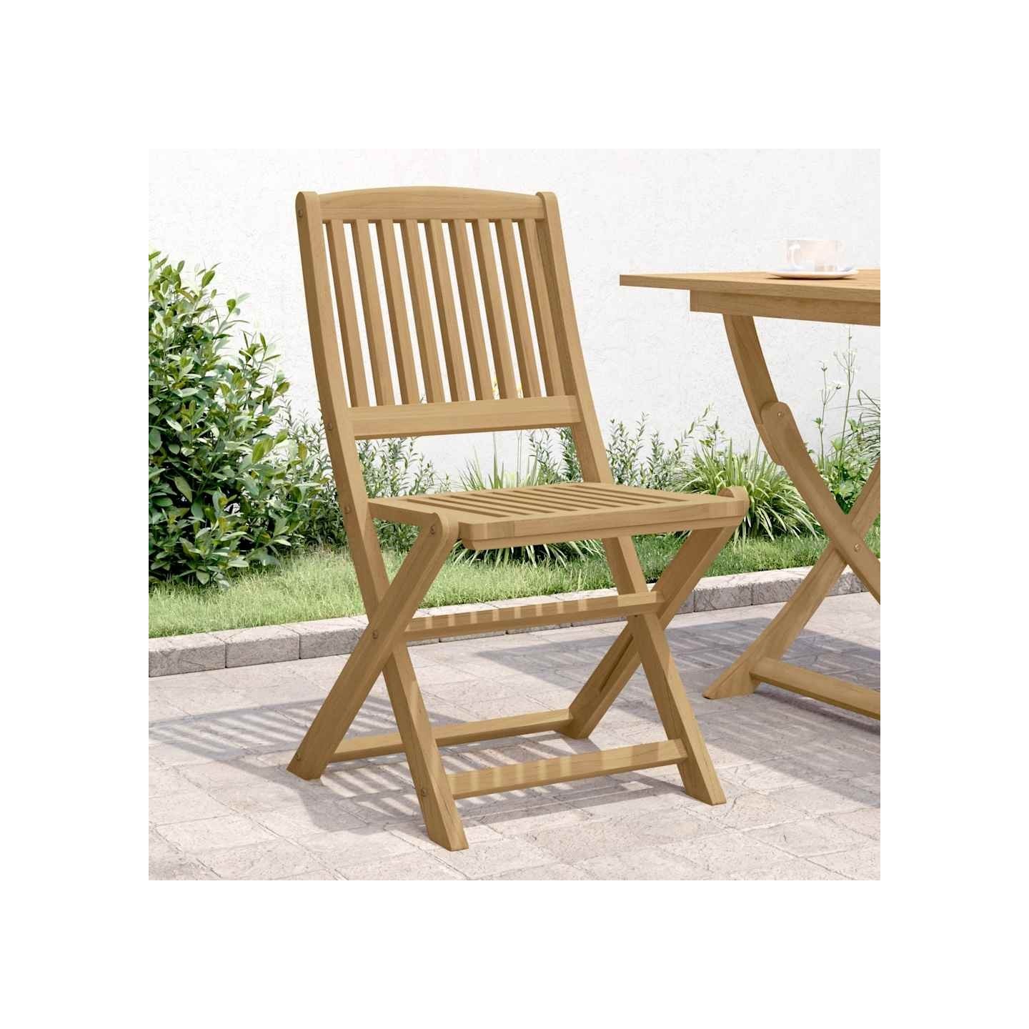 Chaises pliantes lot de 2 57x48,5x90 cm en bois d'acacia massif