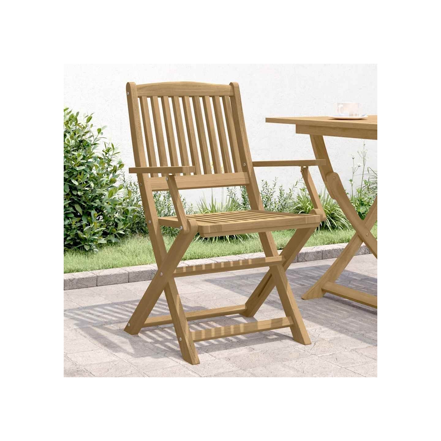 Chaises pliantes lot de 2 58x54,5x90 cm en bois d'acacia massif