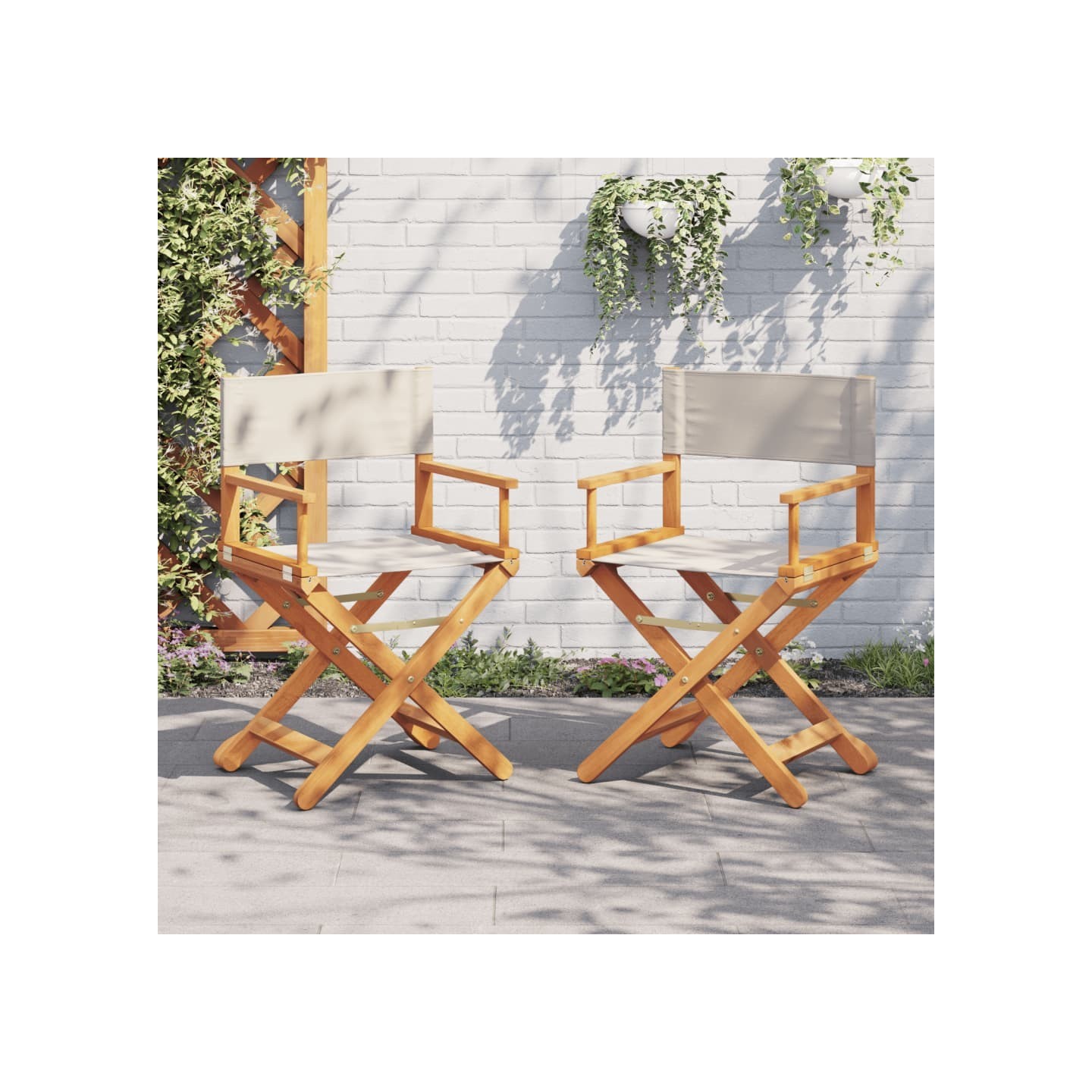 Chaises de réalisateur pliables lot de 2 blanc crème tissu