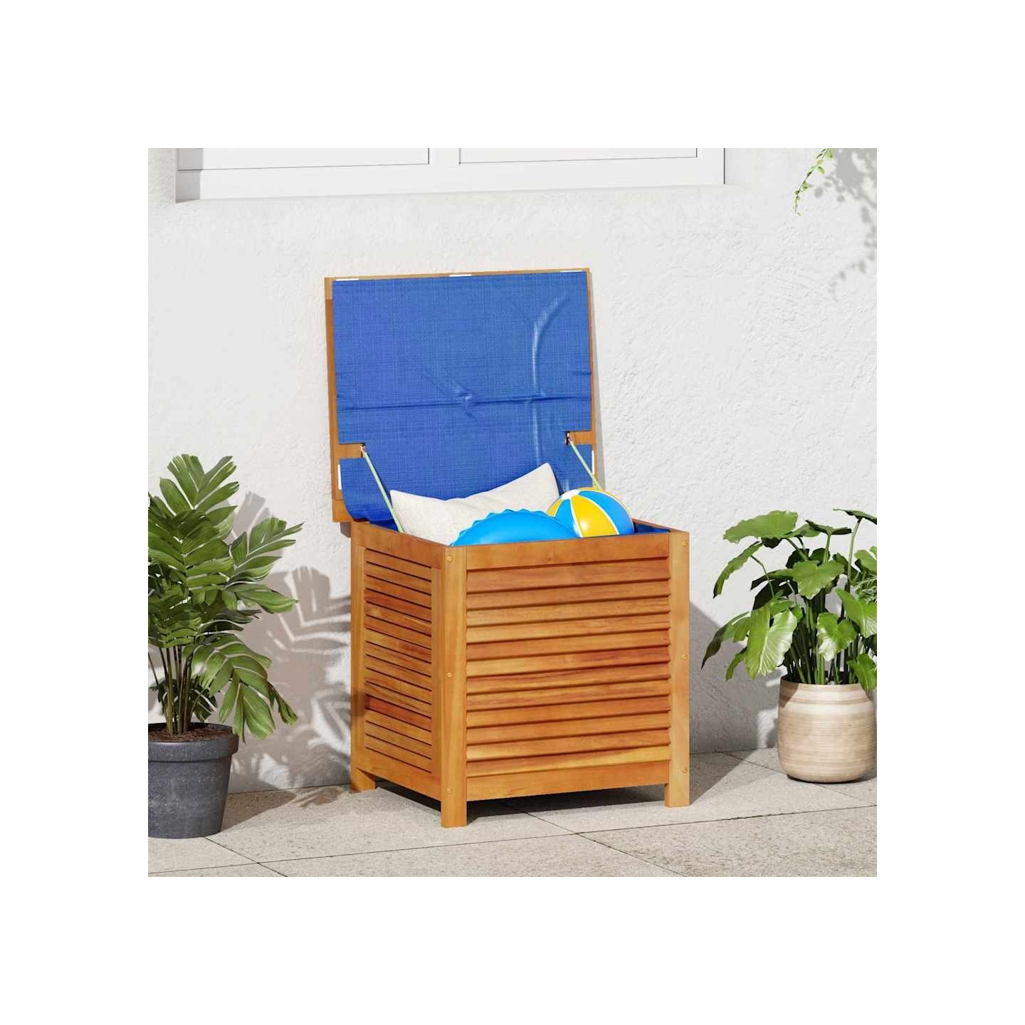 Boîte de rangement de jardin persiennes 60x50x56cm bois acacia